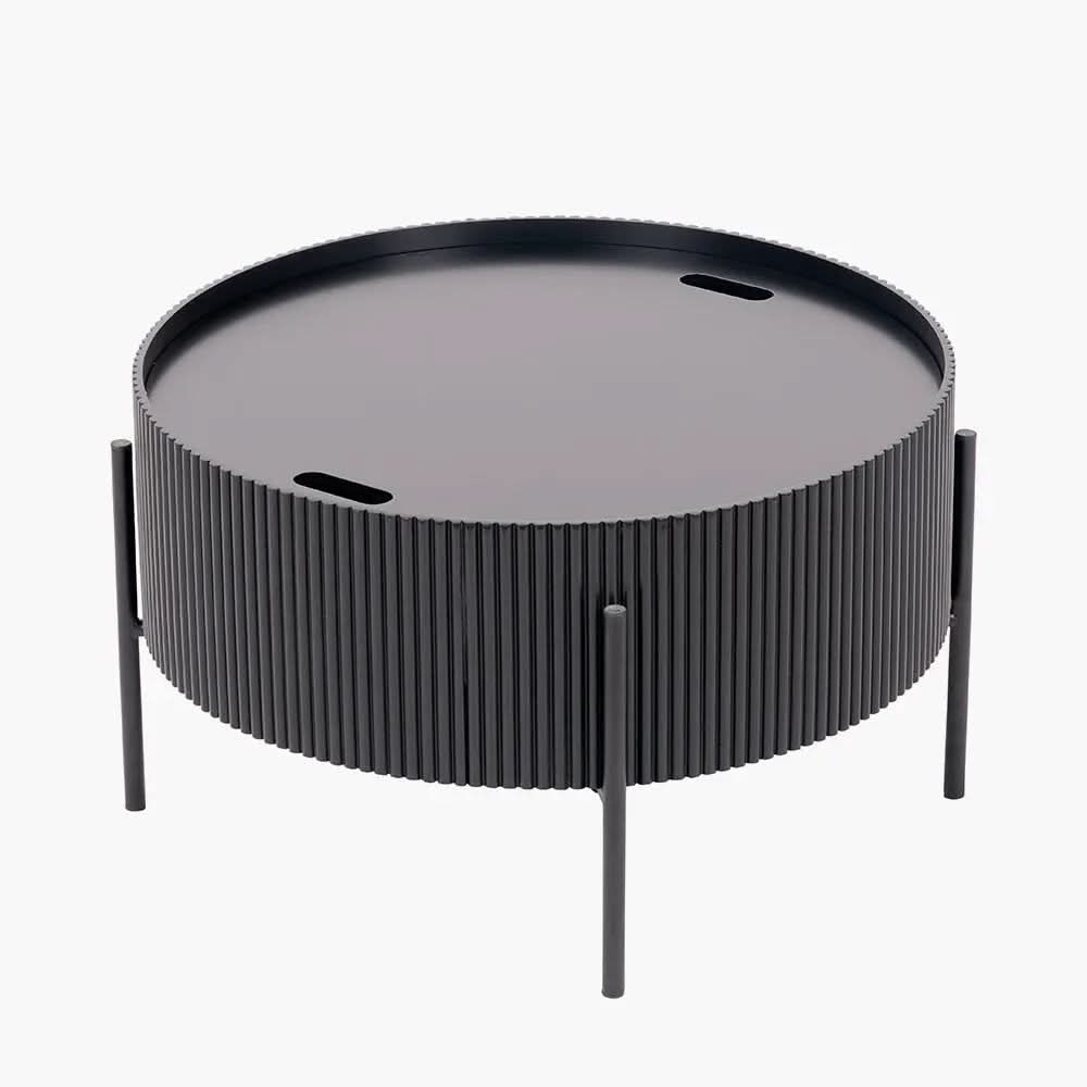 Henderson Black Wood and Black Metal Storage Coffee Table   Nicholas John Interiors