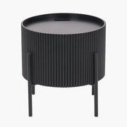 Henderson Black Wood and Black Metal Storage Side Table   Nicholas John Interiors