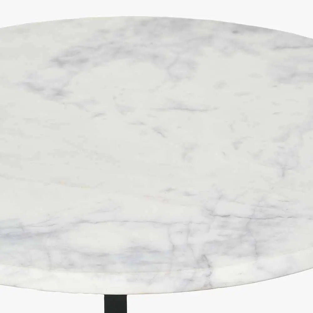 Hendrick White Marble and Black Metal Side Table  Nicholas John Interiors