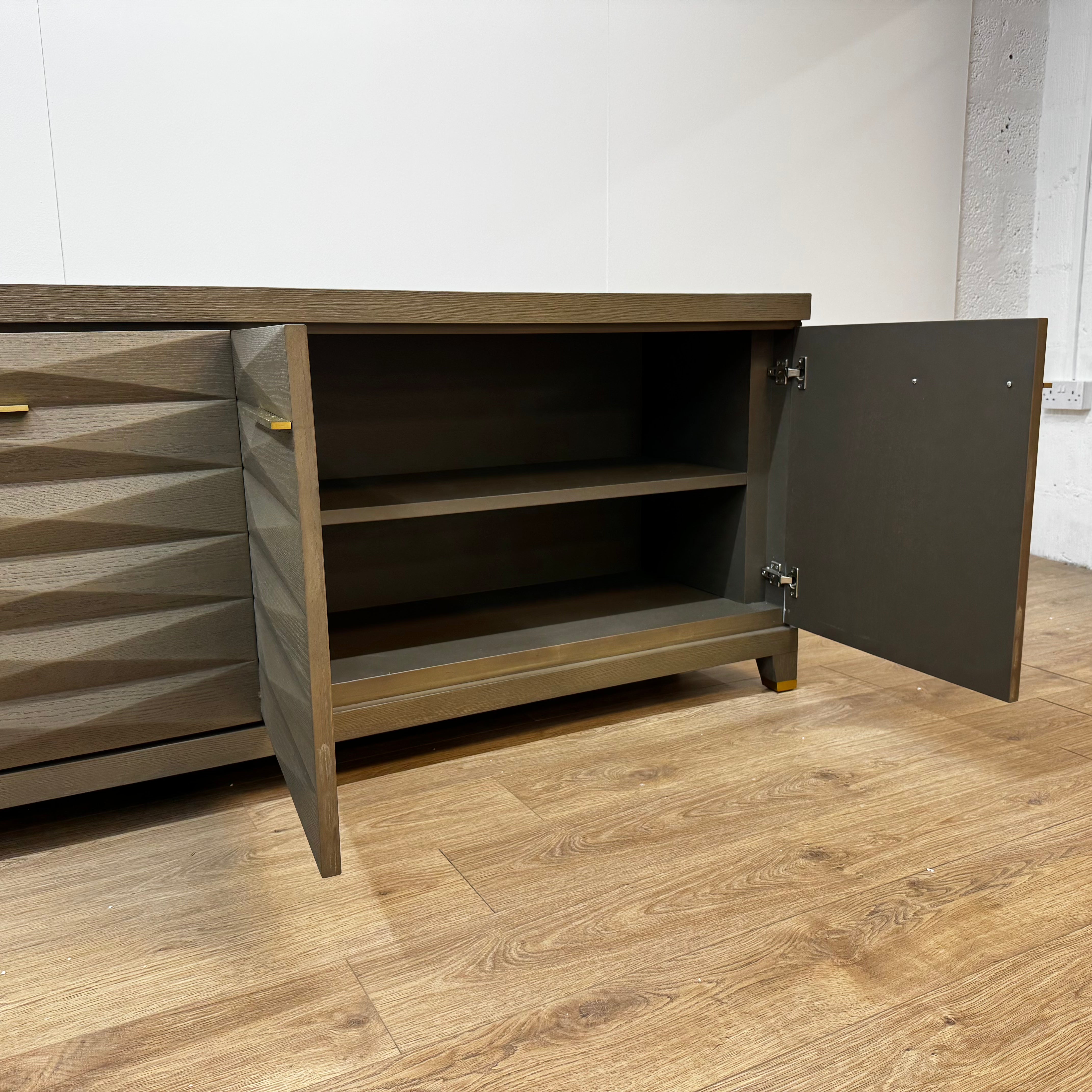 Berkeley Designs Cassis Grey Taupe Oak 4 Door Sideboard - OUTLET