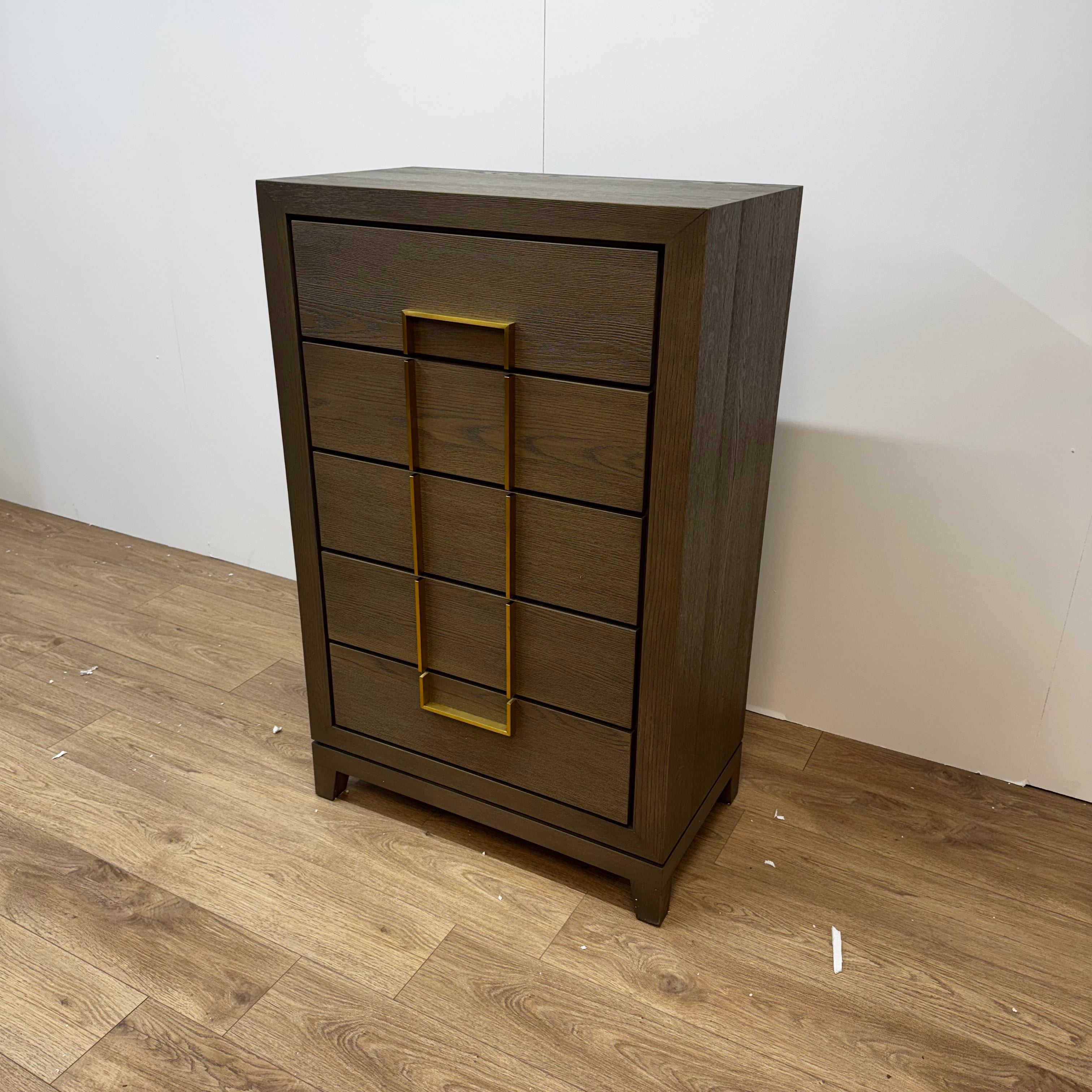 Berkeley Designs Lucca 5 Drawer Tall Chest of Drawers in Grey Oak Veneer - OUTLET