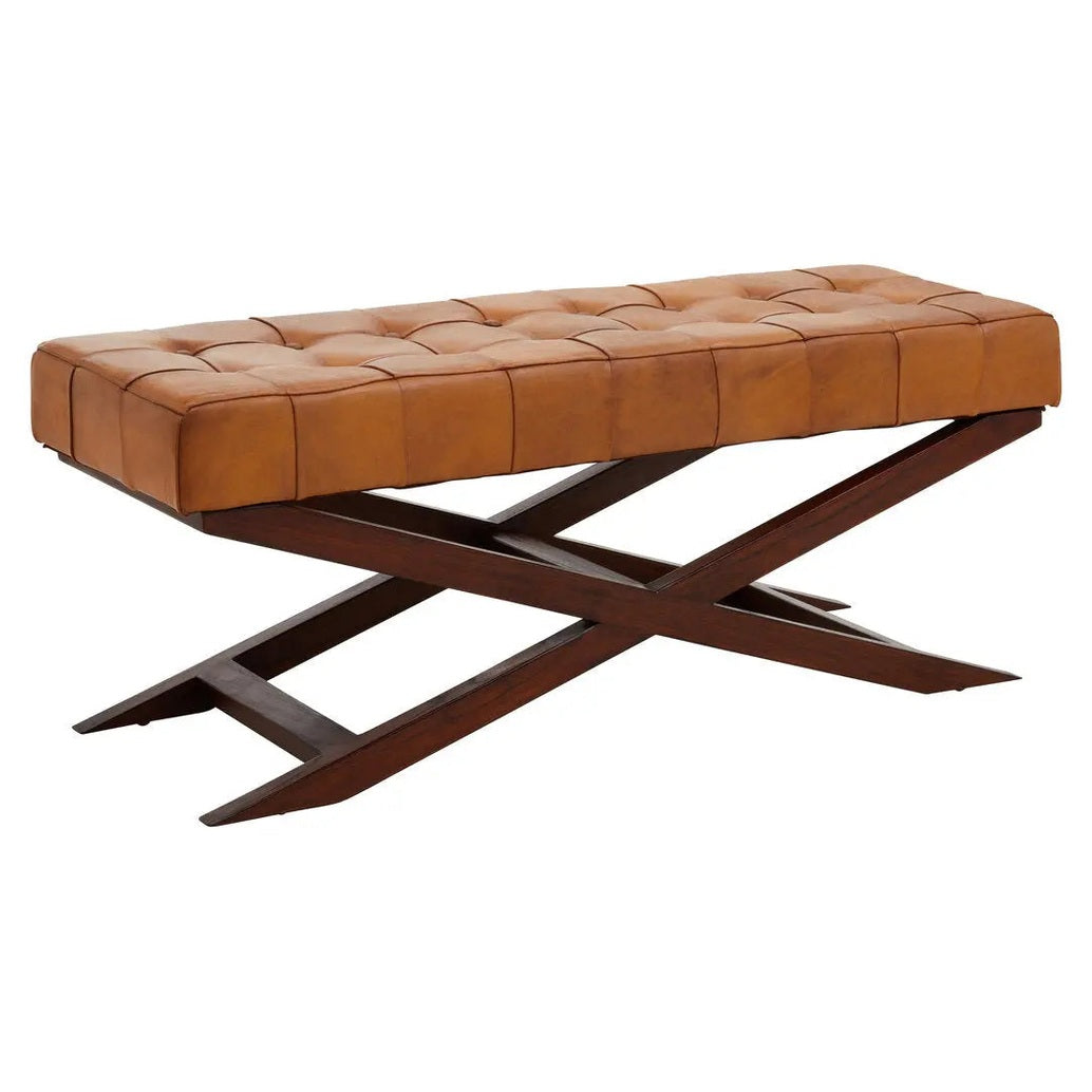 Ilva Bench With Cross Base   Nicholas John Interiors