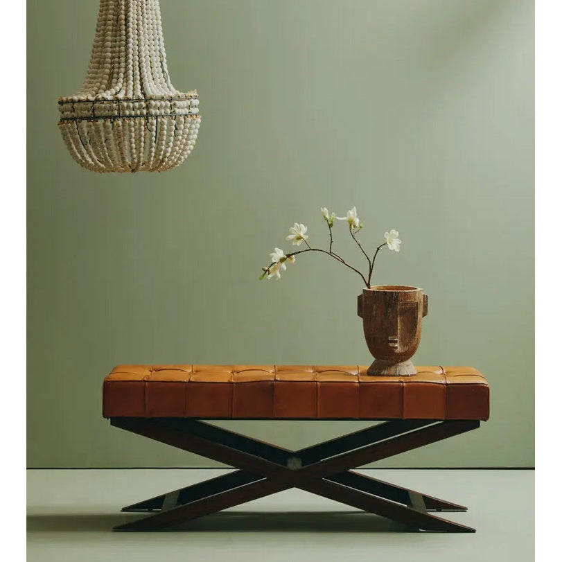 Ilva Bench with Cross Base   Nicholas John Interiors