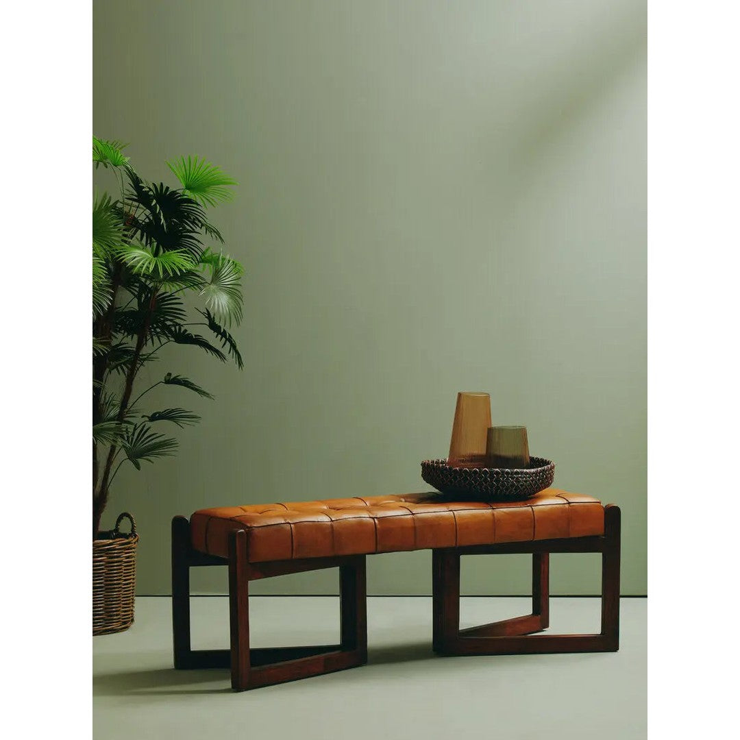 Ilva Bench with Wooden Base   Nicholas John Interiors