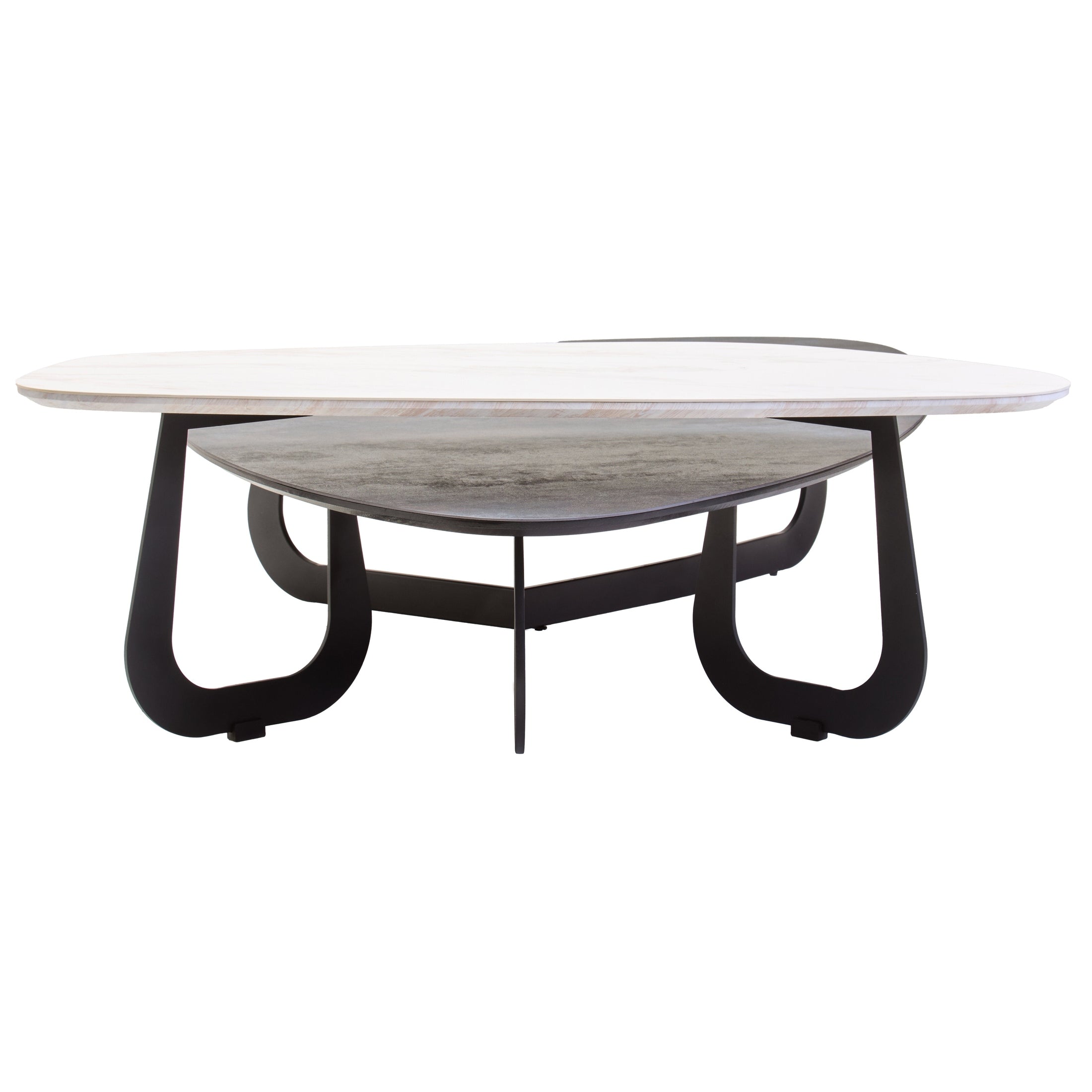 Impero 2 Tier Large Asymmetrical Ceramic Coffee Table  Nicholas John Interiors