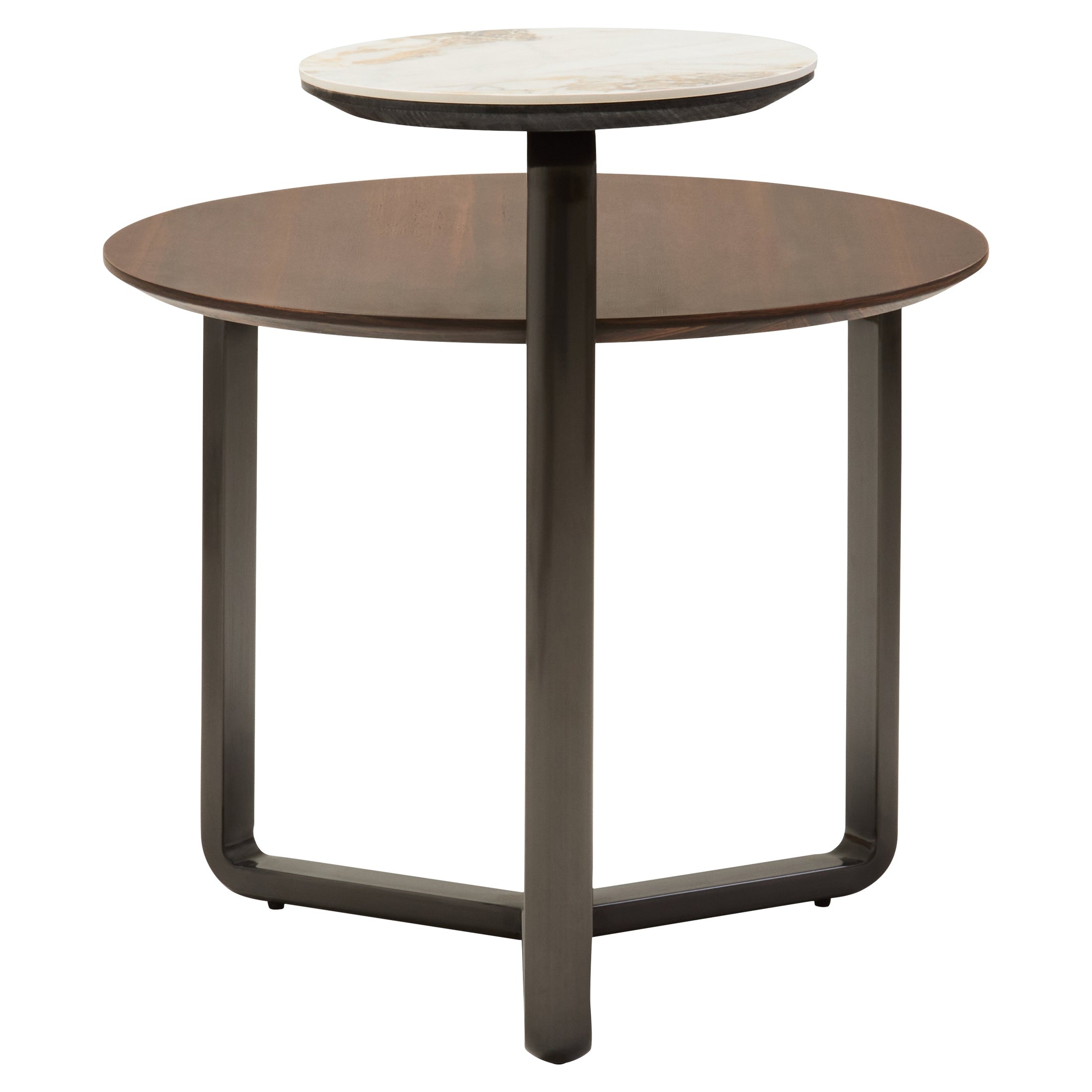 Impero 2 Tier Round Veneer and Ceramic Coffee Table  Nicholas John Interiors