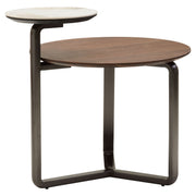 Impero 2 Tier Round Veneer and Ceramic Coffee Table  Nicholas John Interiors