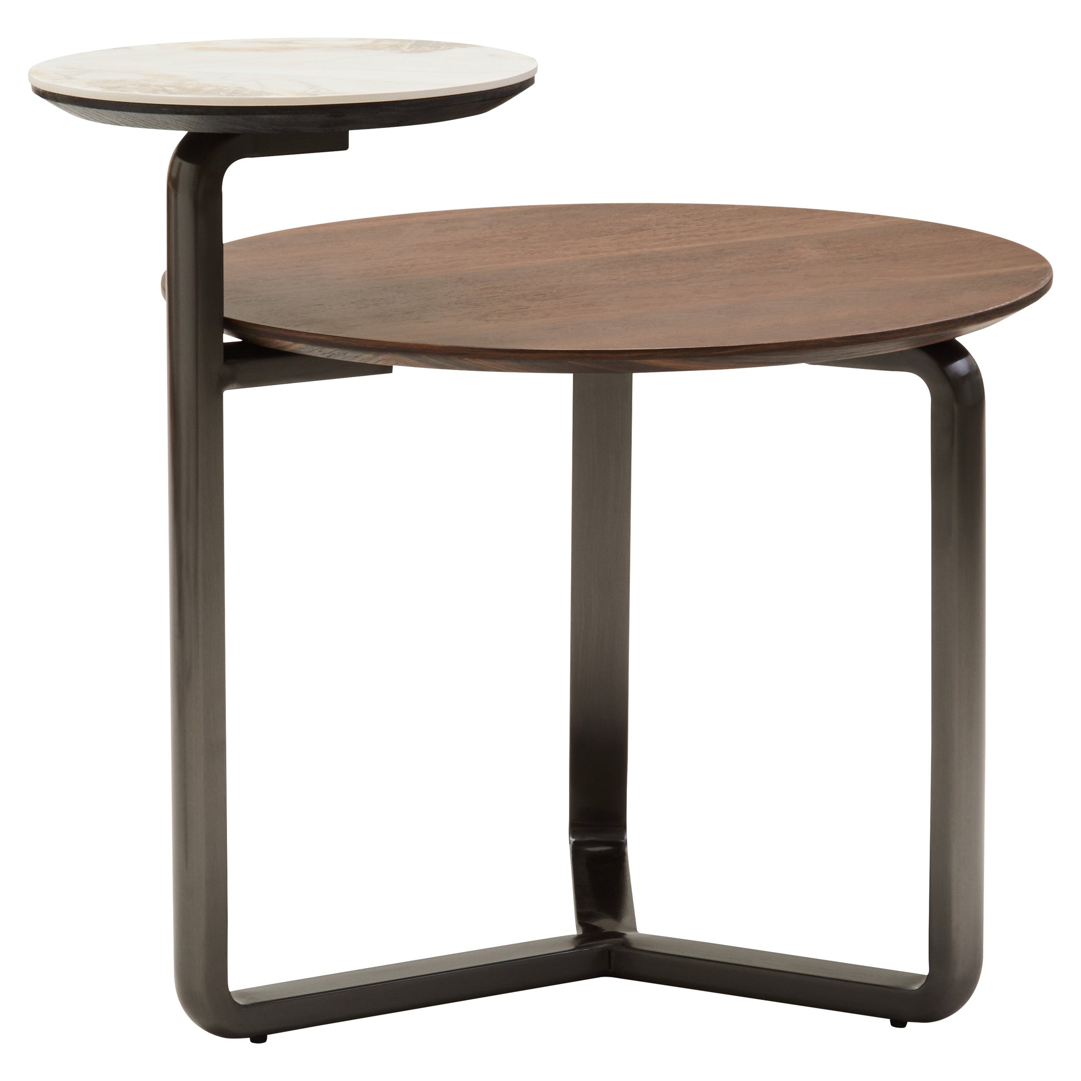 Impero 2 Tier Round Veneer and Ceramic Coffee Table  Nicholas John Interiors