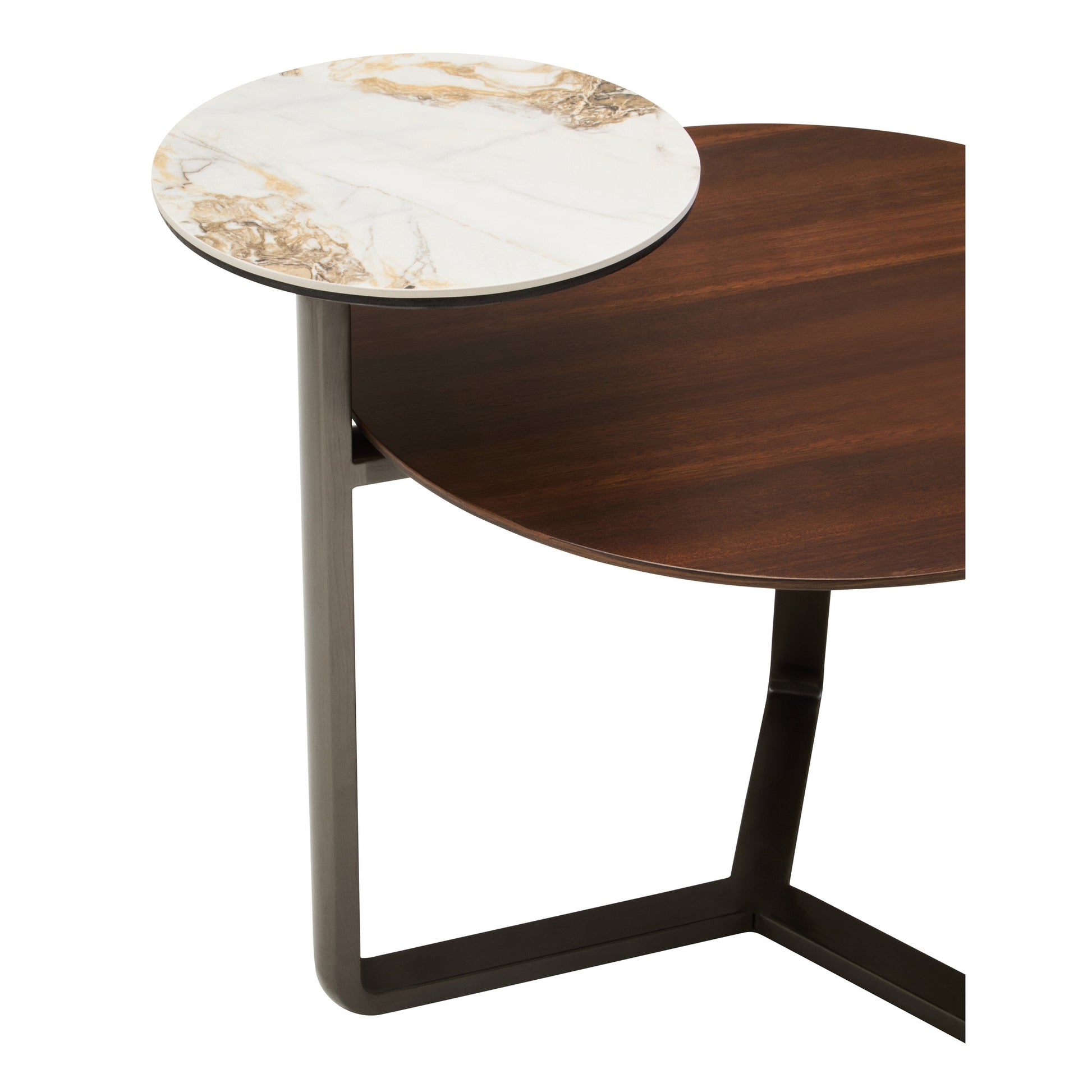 Impero 2 Tier Round Veneer and Ceramic Coffee Table  Nicholas John Interiors