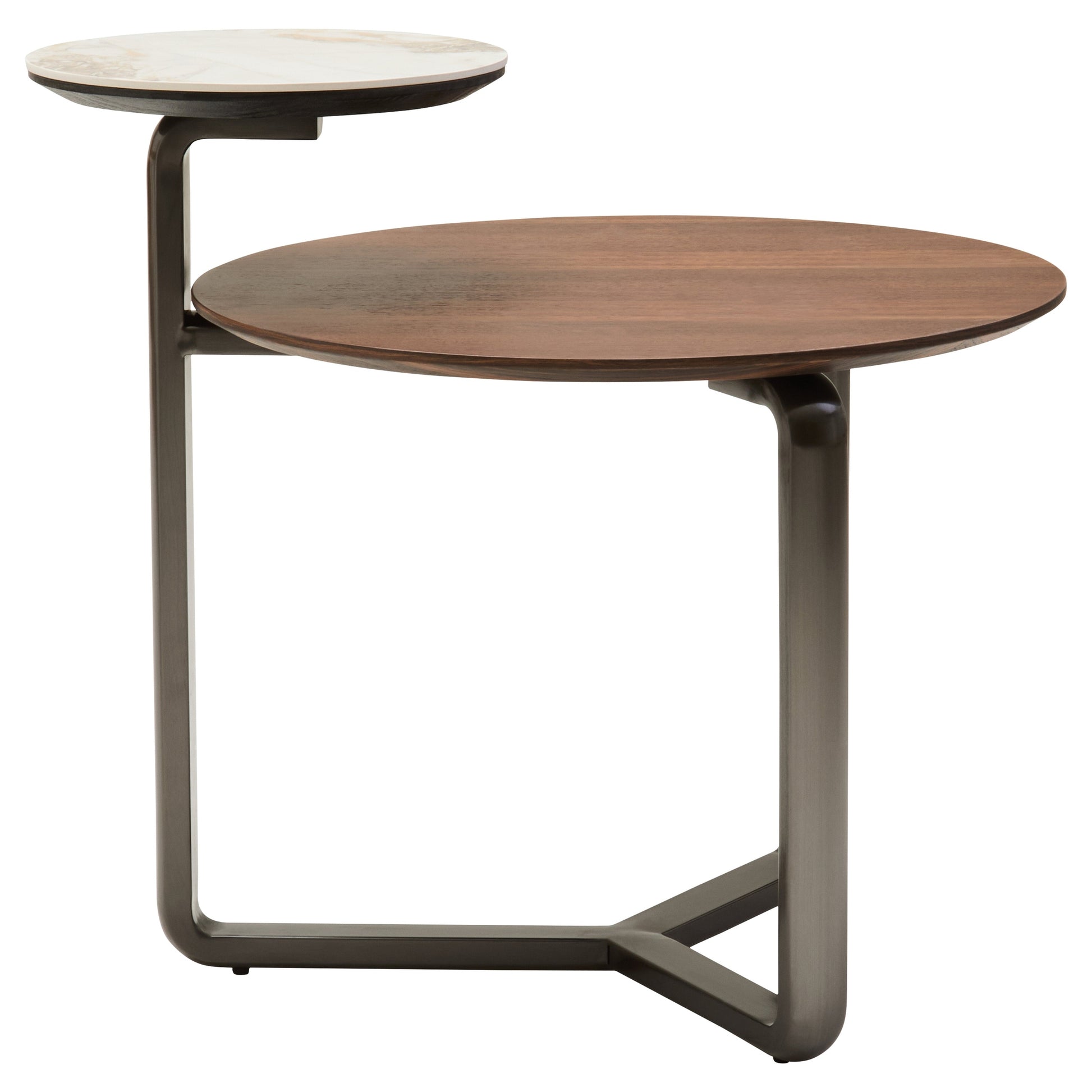 Impero 2 Tier Round Veneer and Ceramic Coffee Table  Nicholas John Interiors