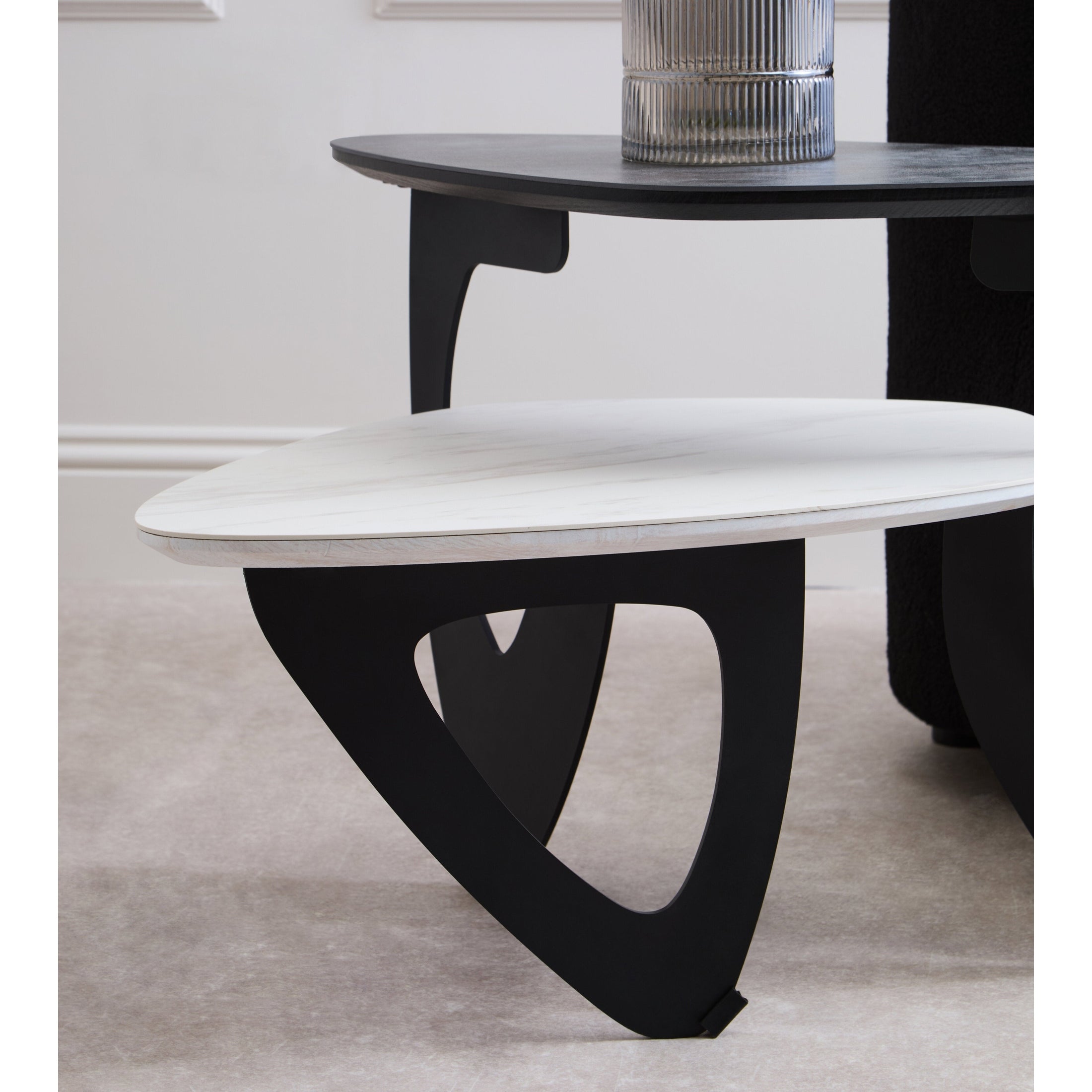 Impero 2 Tier Small Asymmetrical Ceramic Coffee Table  Nicholas John Interiors