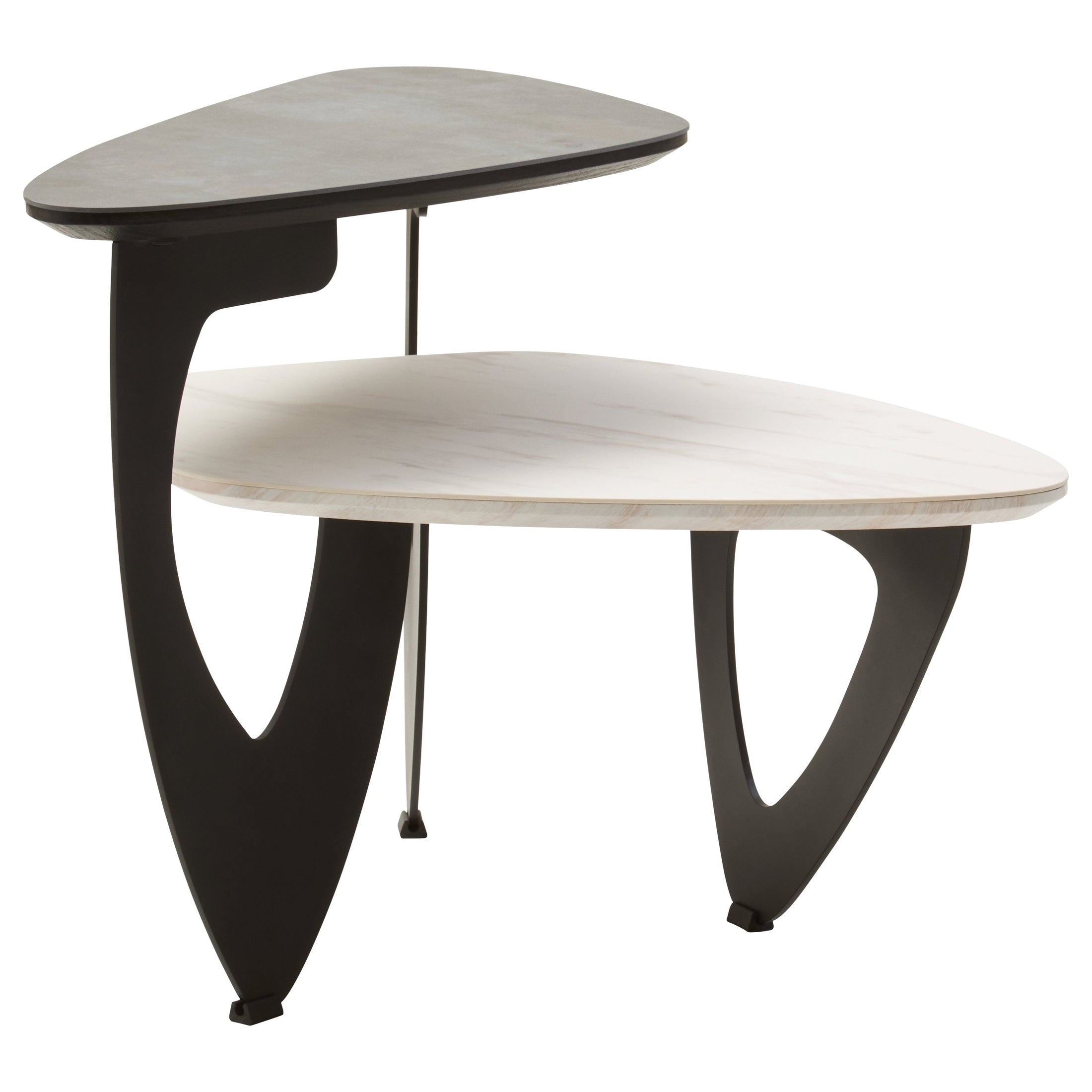 Impero 2 Tier Small Asymmetrical Ceramic Coffee Table  Nicholas John Interiors