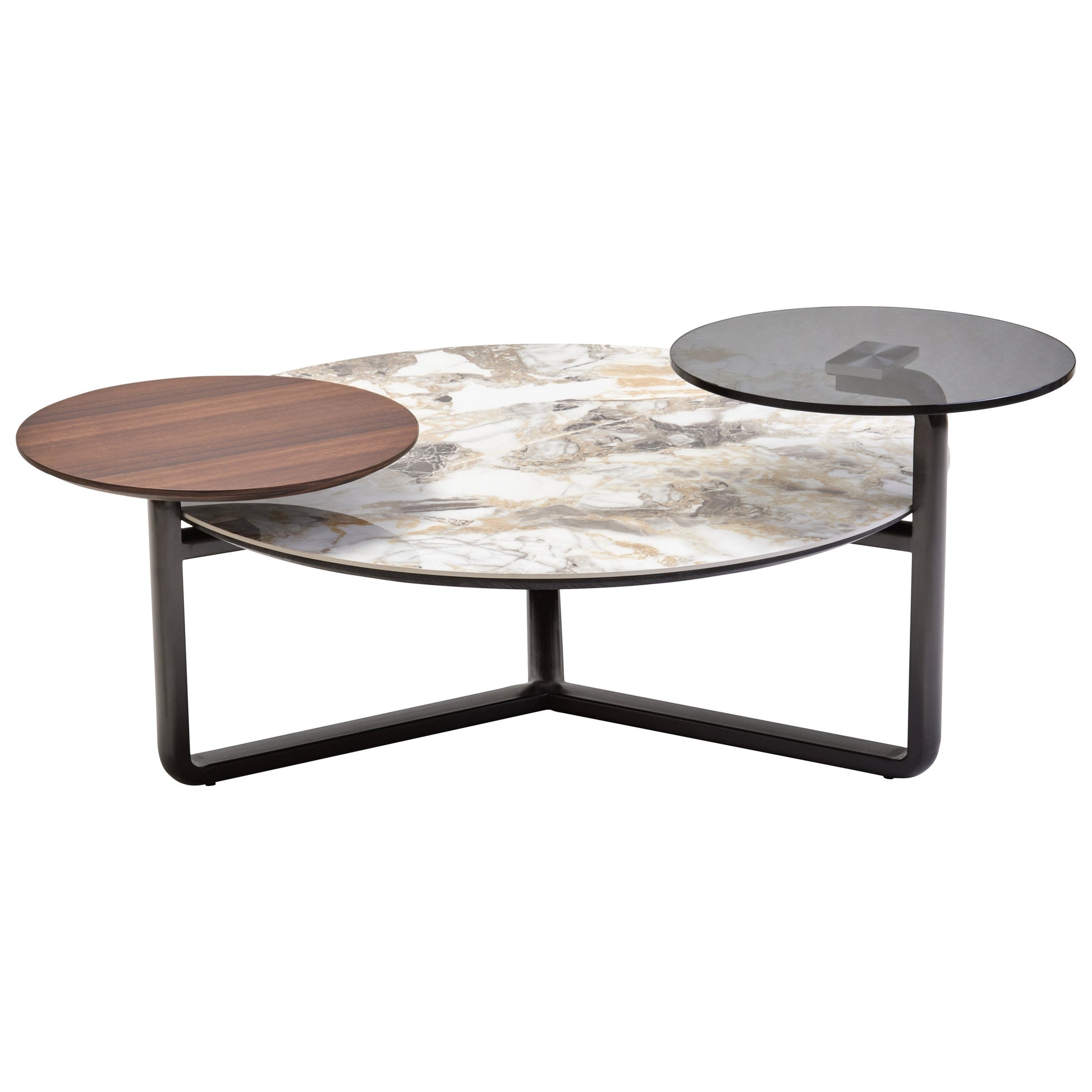 Impero 3 Tier Round Ceramic Marble Effect Coffee Table  Nicholas John Interiors
