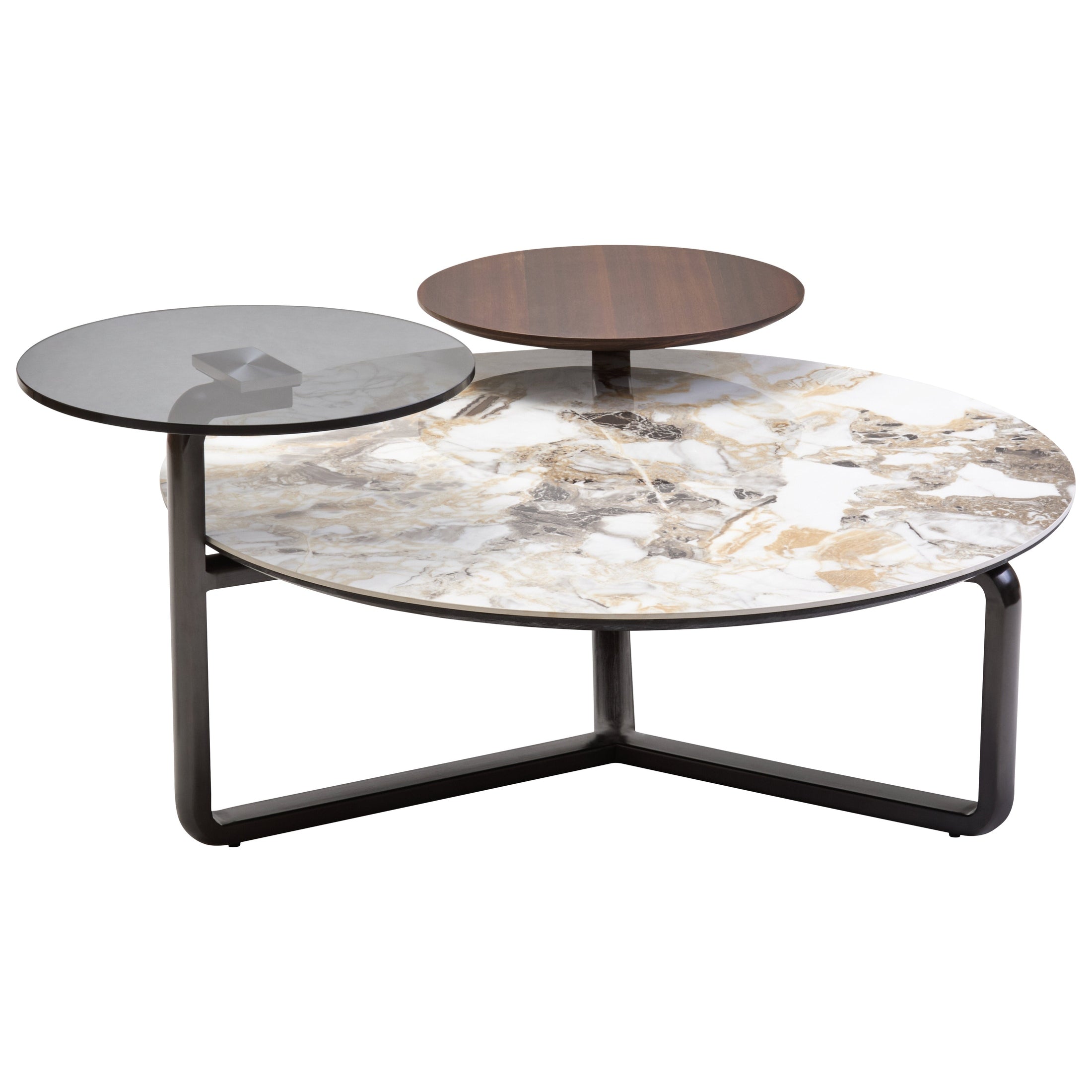 Impero 3 Tier Round Ceramic Marble Effect Coffee Table  Nicholas John Interiors