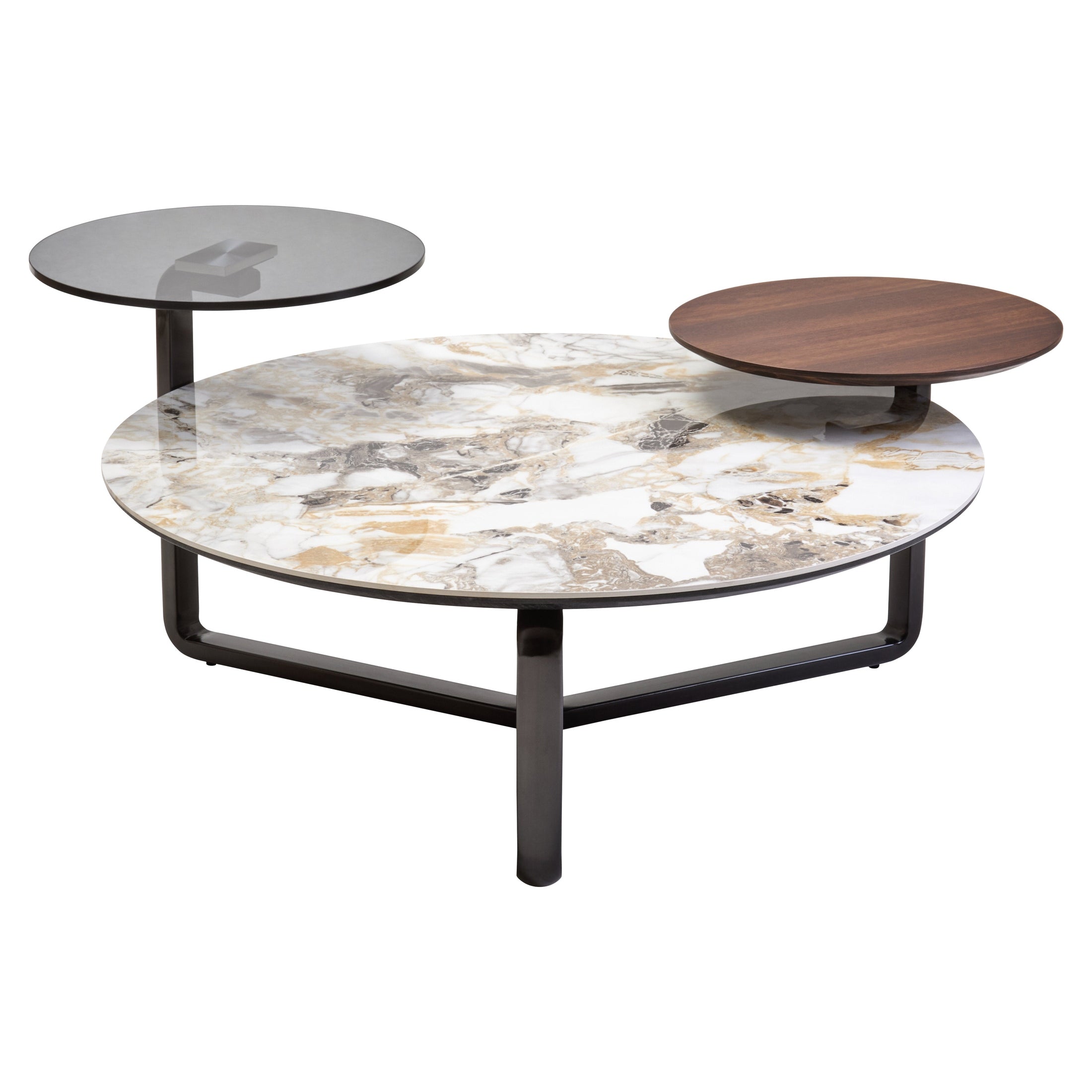 Impero 3 Tier Round Ceramic Marble Effect Coffee Table  Nicholas John Interiors