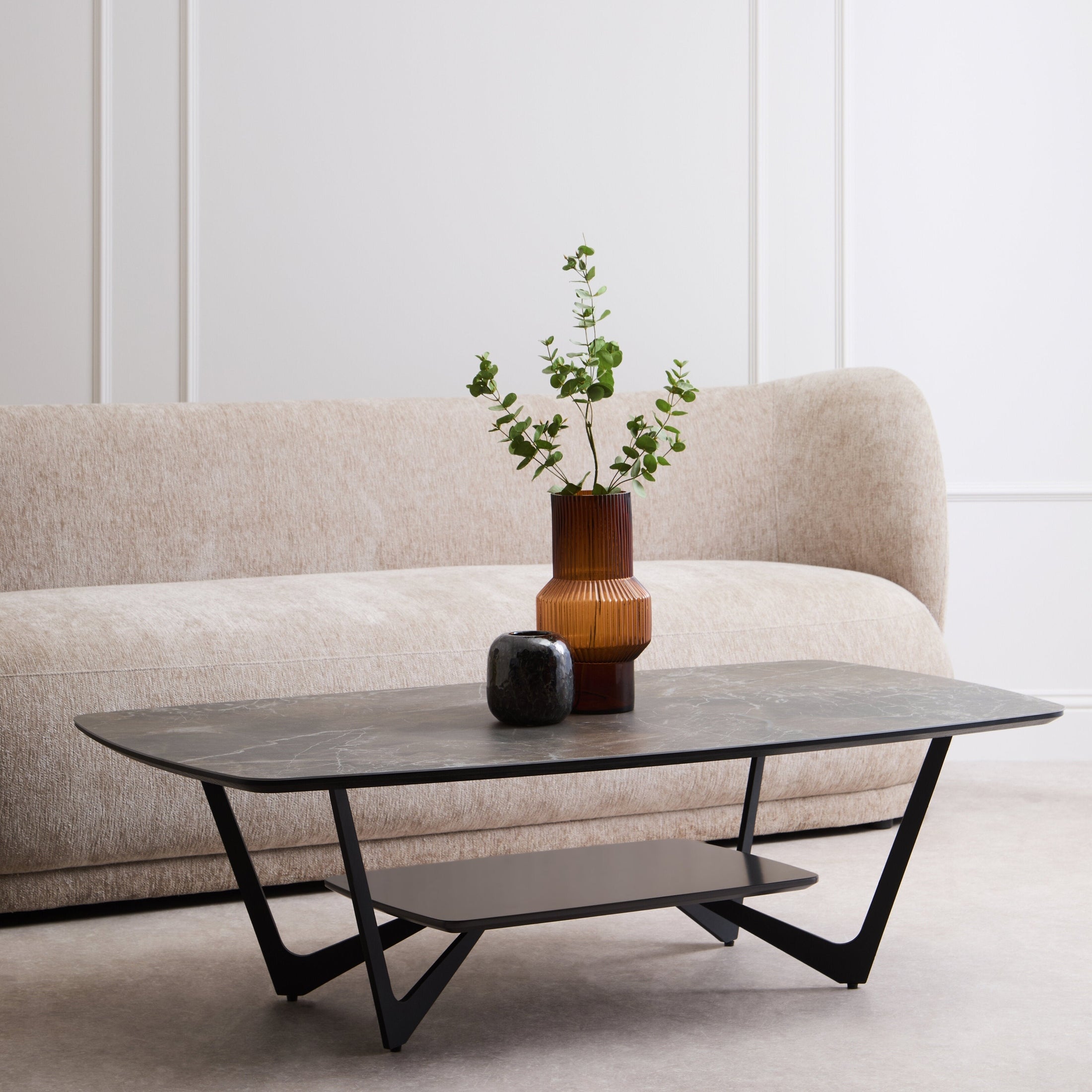 Impero Grey Ceramic Marble Effect Coffee Table  Nicholas John Interiors