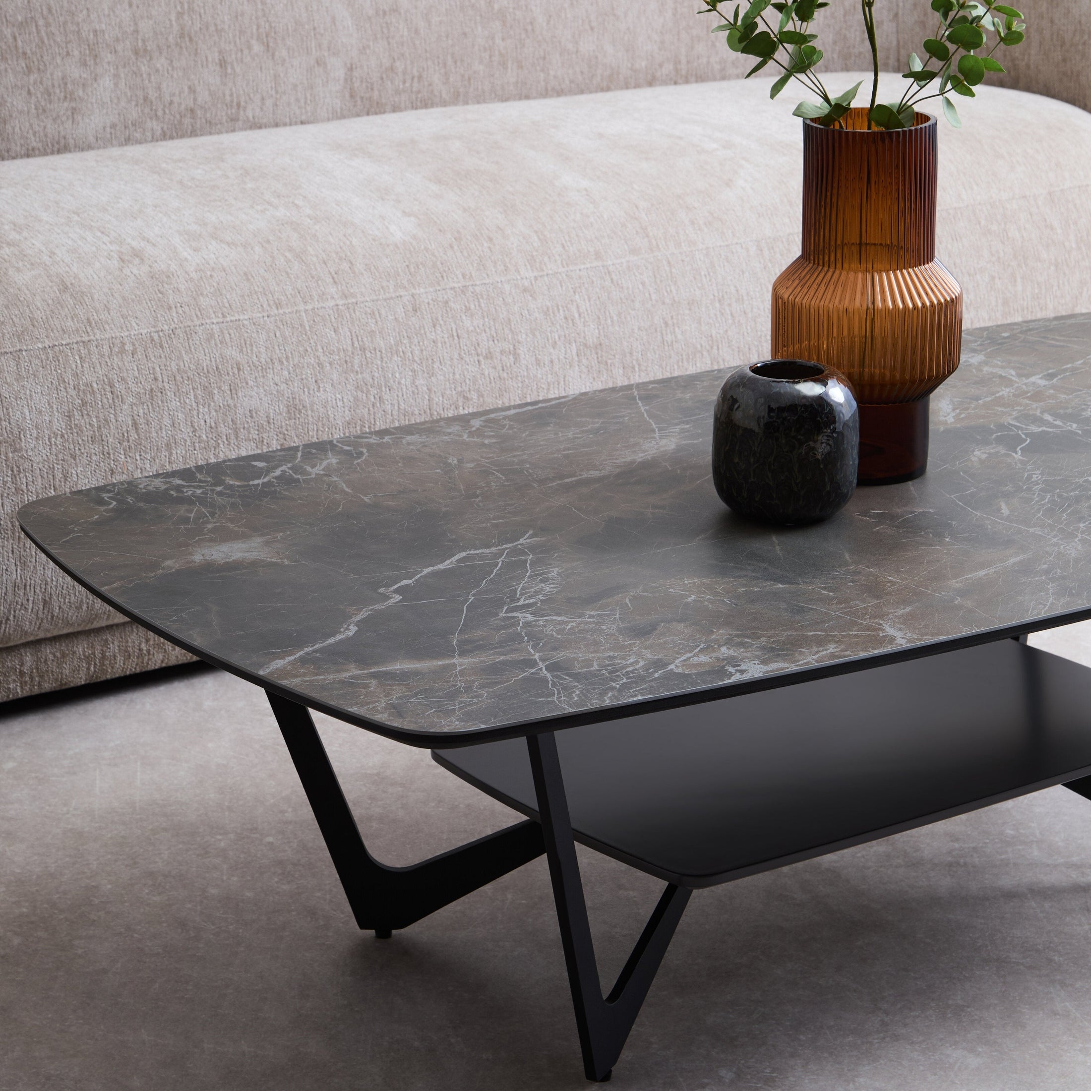Impero Grey Ceramic Marble Effect Coffee Table  Nicholas John Interiors