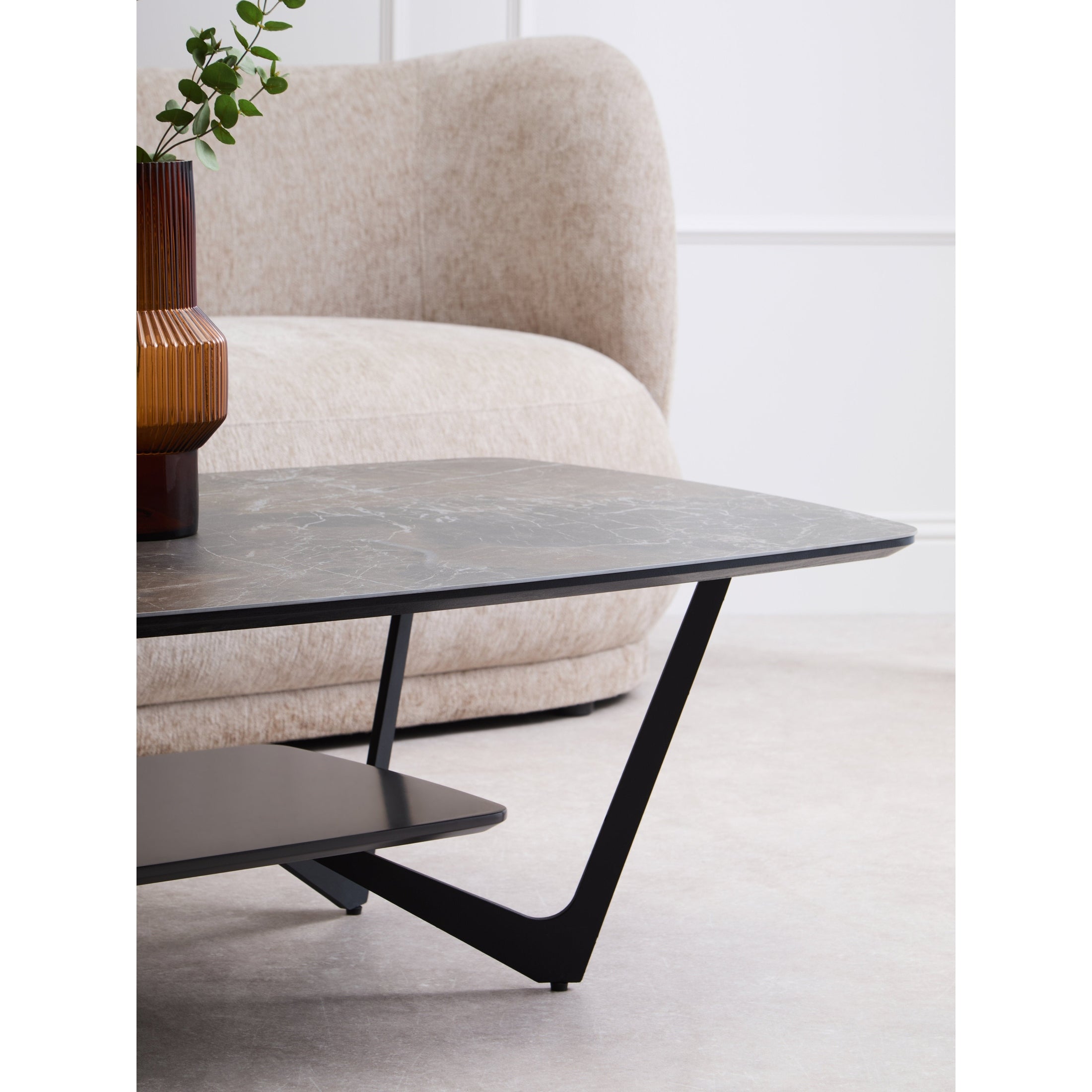 Impero Grey Ceramic Marble Effect Coffee Table  Nicholas John Interiors
