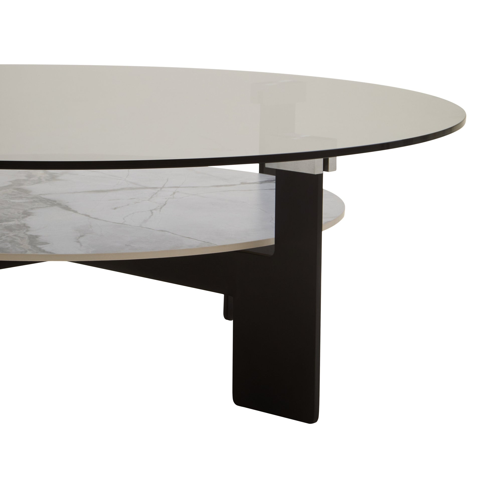 Impero Round Grey Glass And Ceramic Large Coffee Table  Nicholas John Interiors