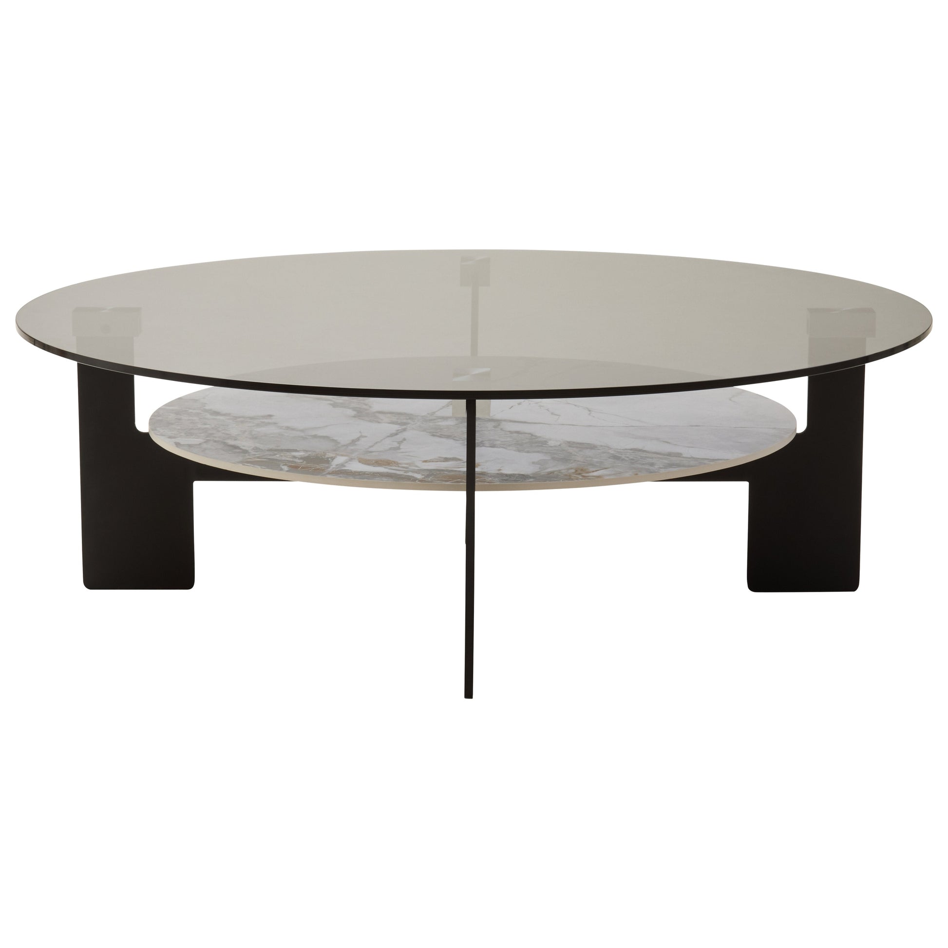 Impero Round Grey Glass And Ceramic Large Coffee Table  Nicholas John Interiors