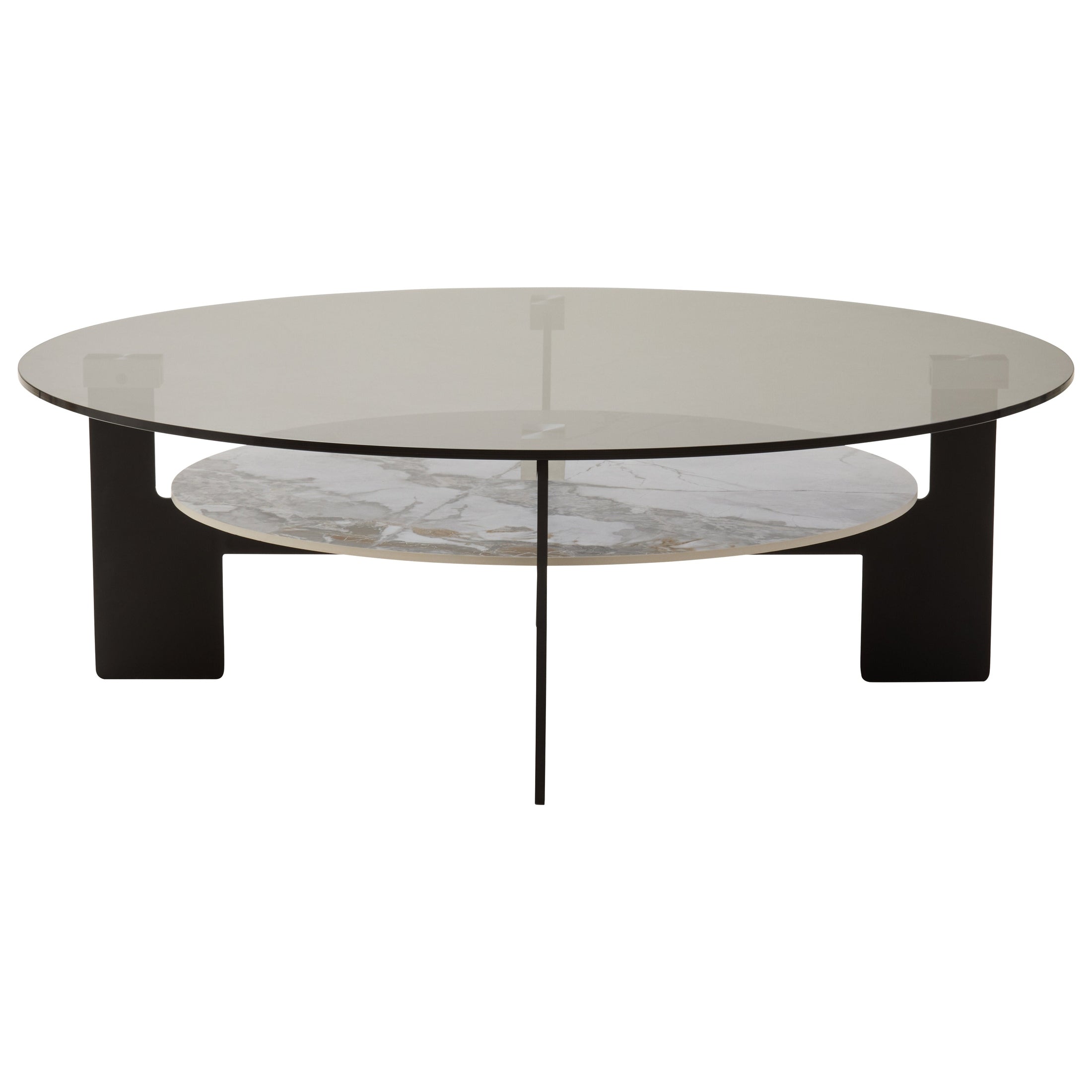 Impero Round Grey Glass And Ceramic Large Coffee Table  Nicholas John Interiors