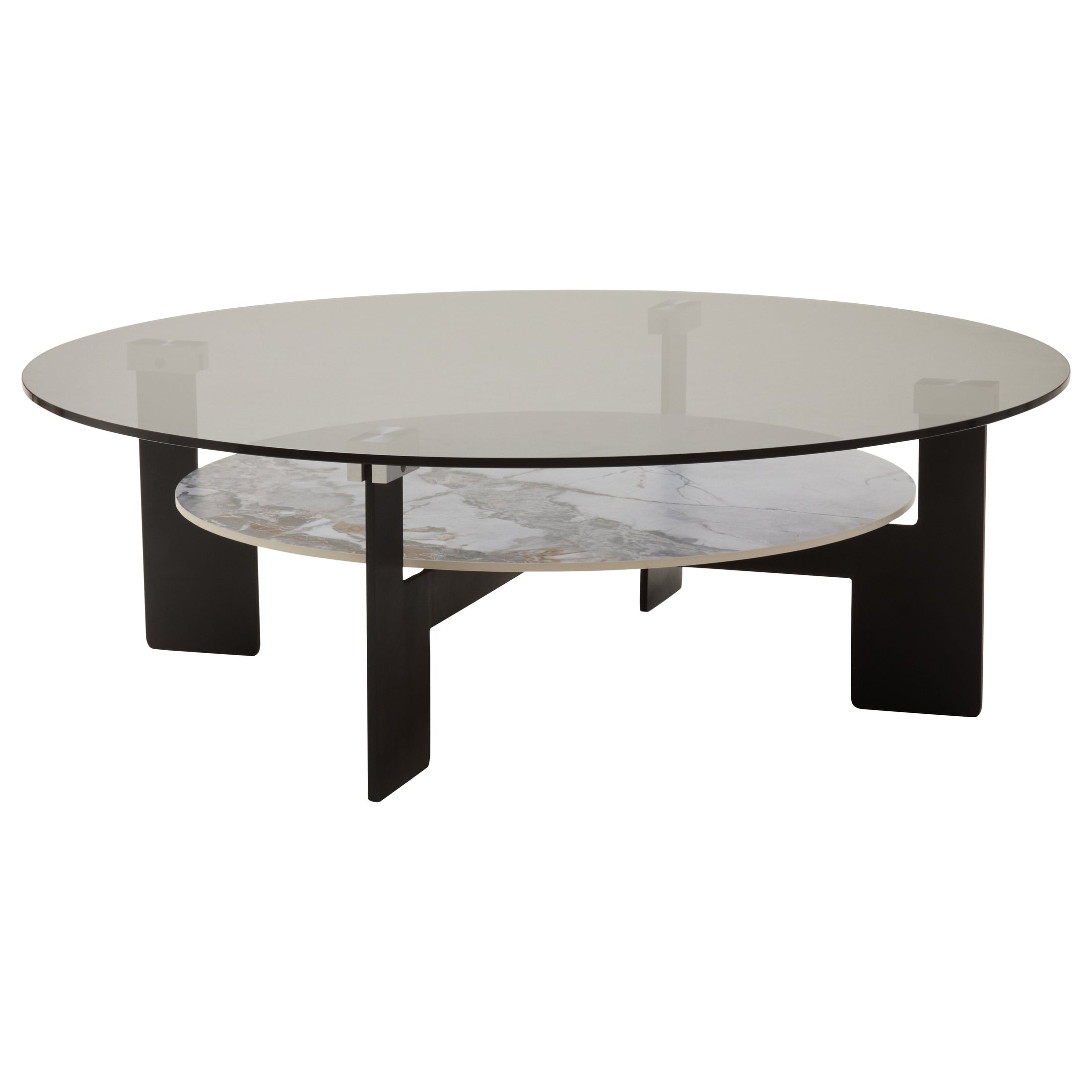 Impero Round Grey Glass And Ceramic Large Coffee Table  Nicholas John Interiors