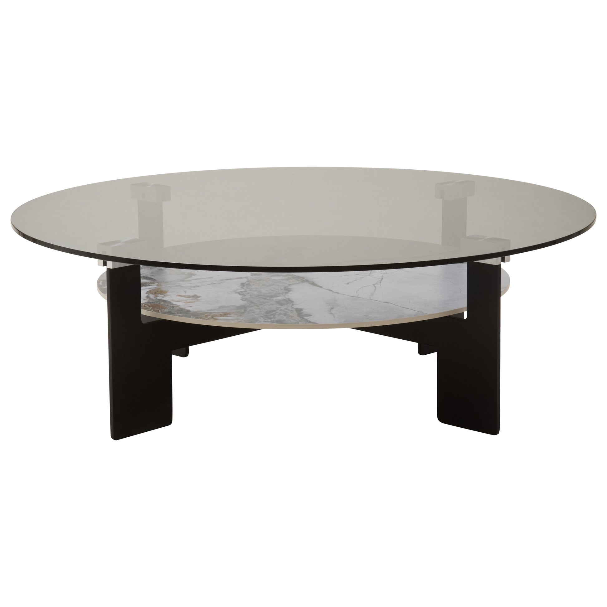 Impero Round Grey Glass And Ceramic Large Coffee Table  Nicholas John Interiors