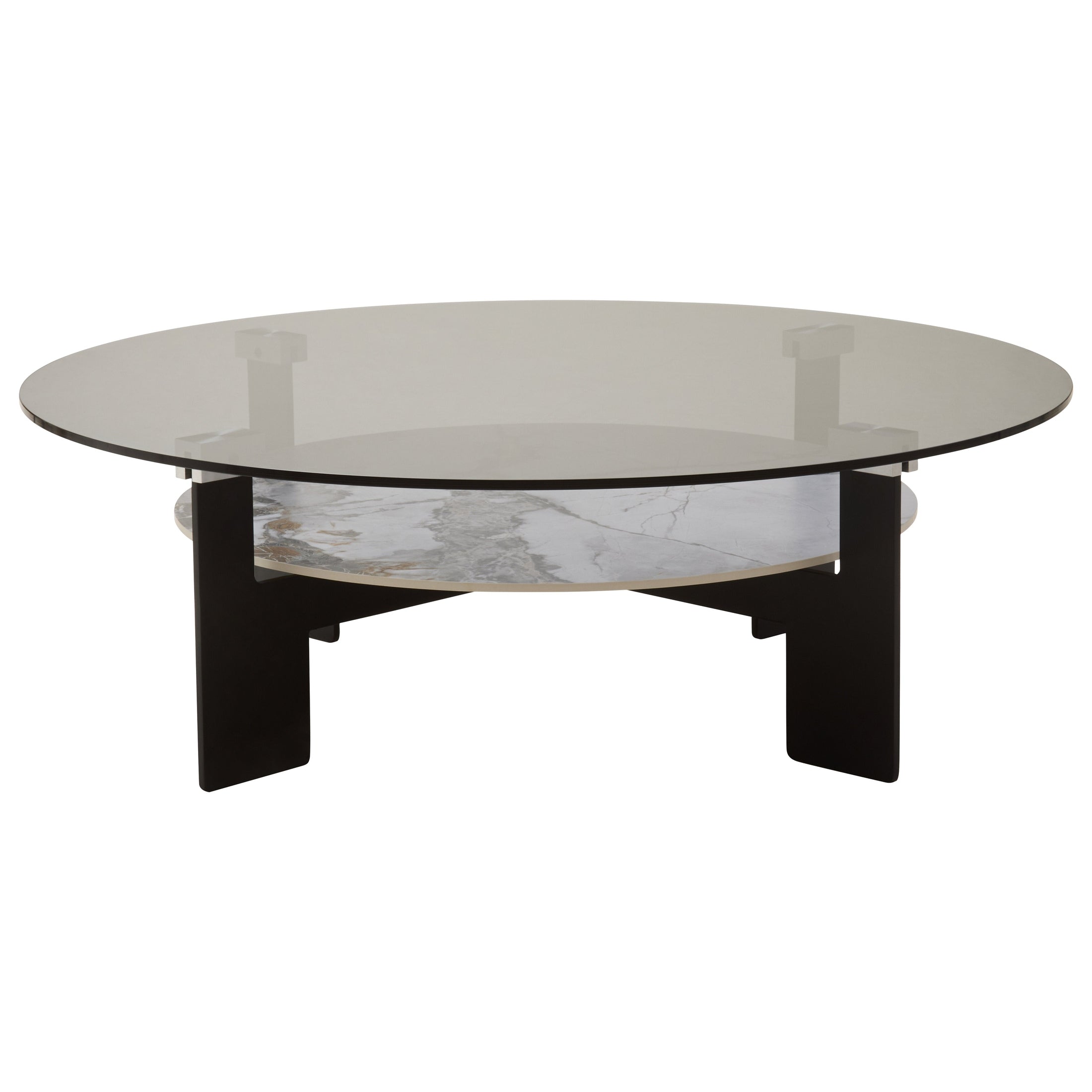 Impero Round Grey Glass And Ceramic Large Coffee Table  Nicholas John Interiors