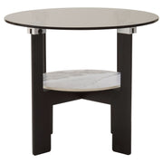 Impero Round Grey Glass And Ceramic Small Coffee Table  Nicholas John Interiors