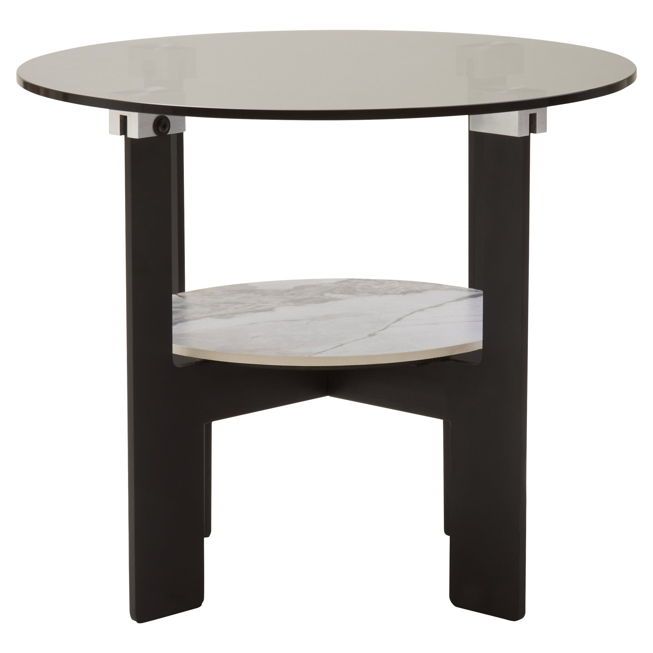 Impero Round Grey Glass And Ceramic Small Coffee Table  Nicholas John Interiors