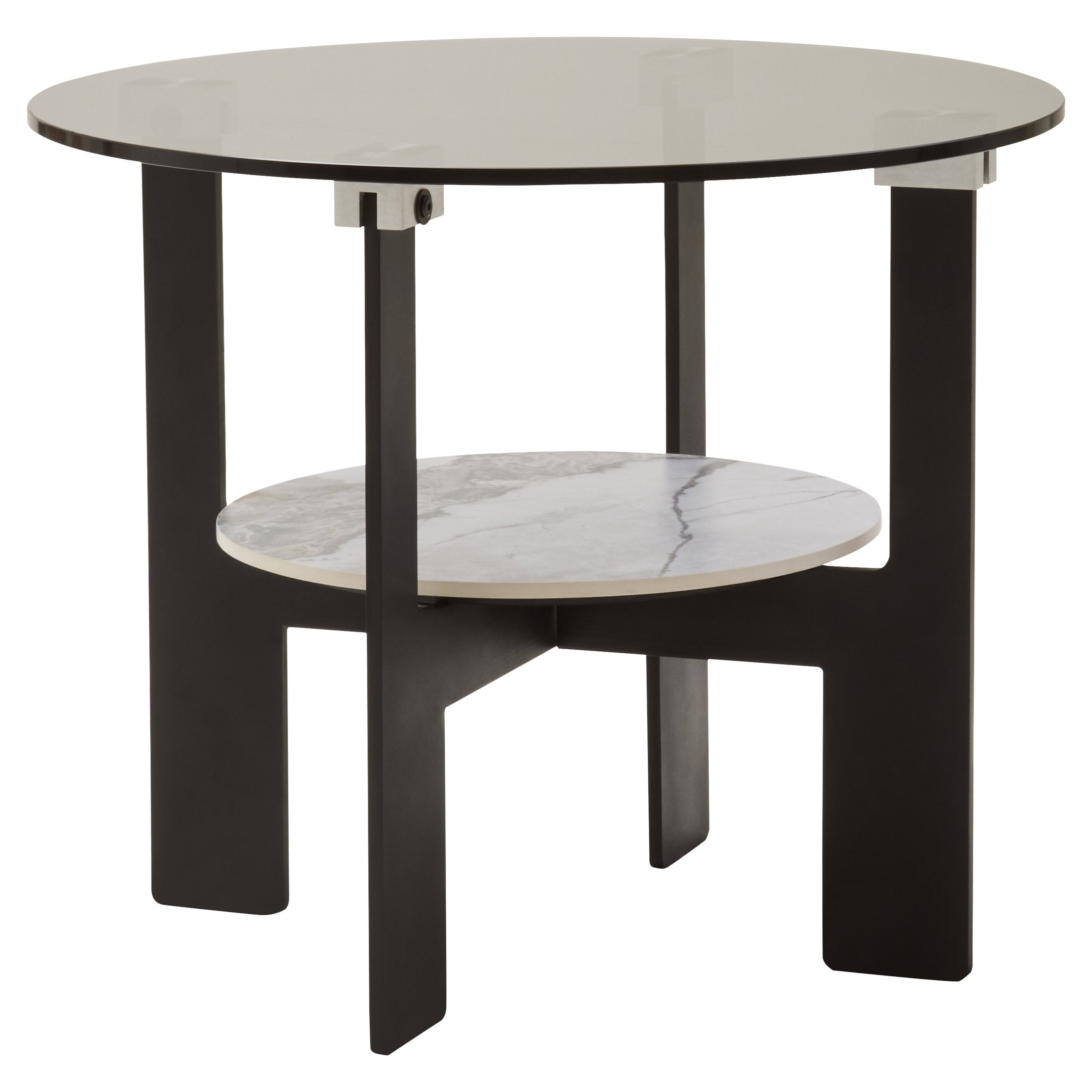 Impero Round Grey Glass And Ceramic Small Coffee Table  Nicholas John Interiors