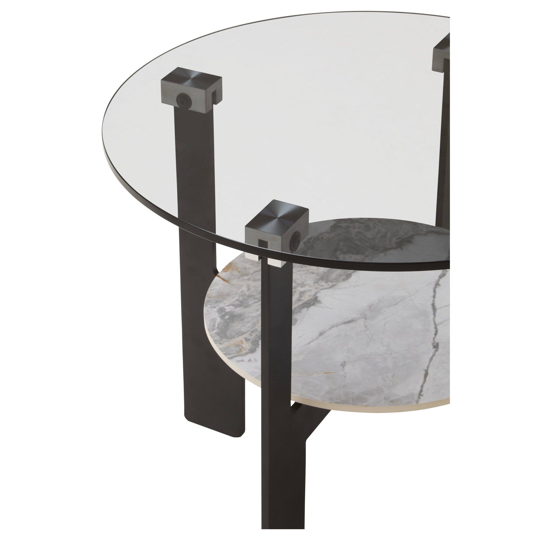 Impero Round Grey Glass And Ceramic Small Coffee Table  Nicholas John Interiors