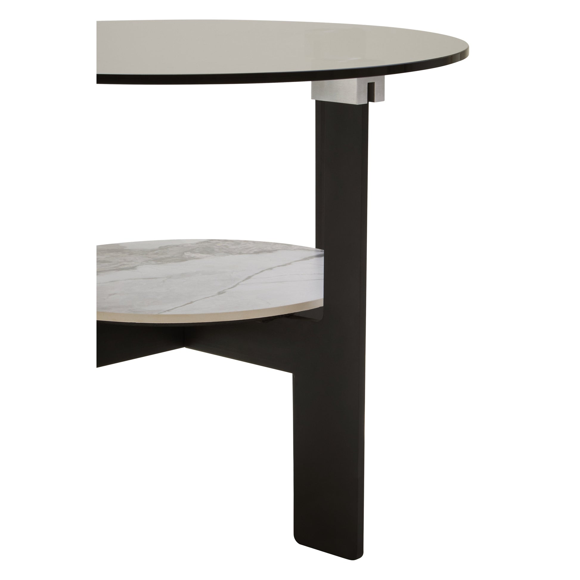 Impero Round Grey Glass And Ceramic Small Coffee Table  Nicholas John Interiors