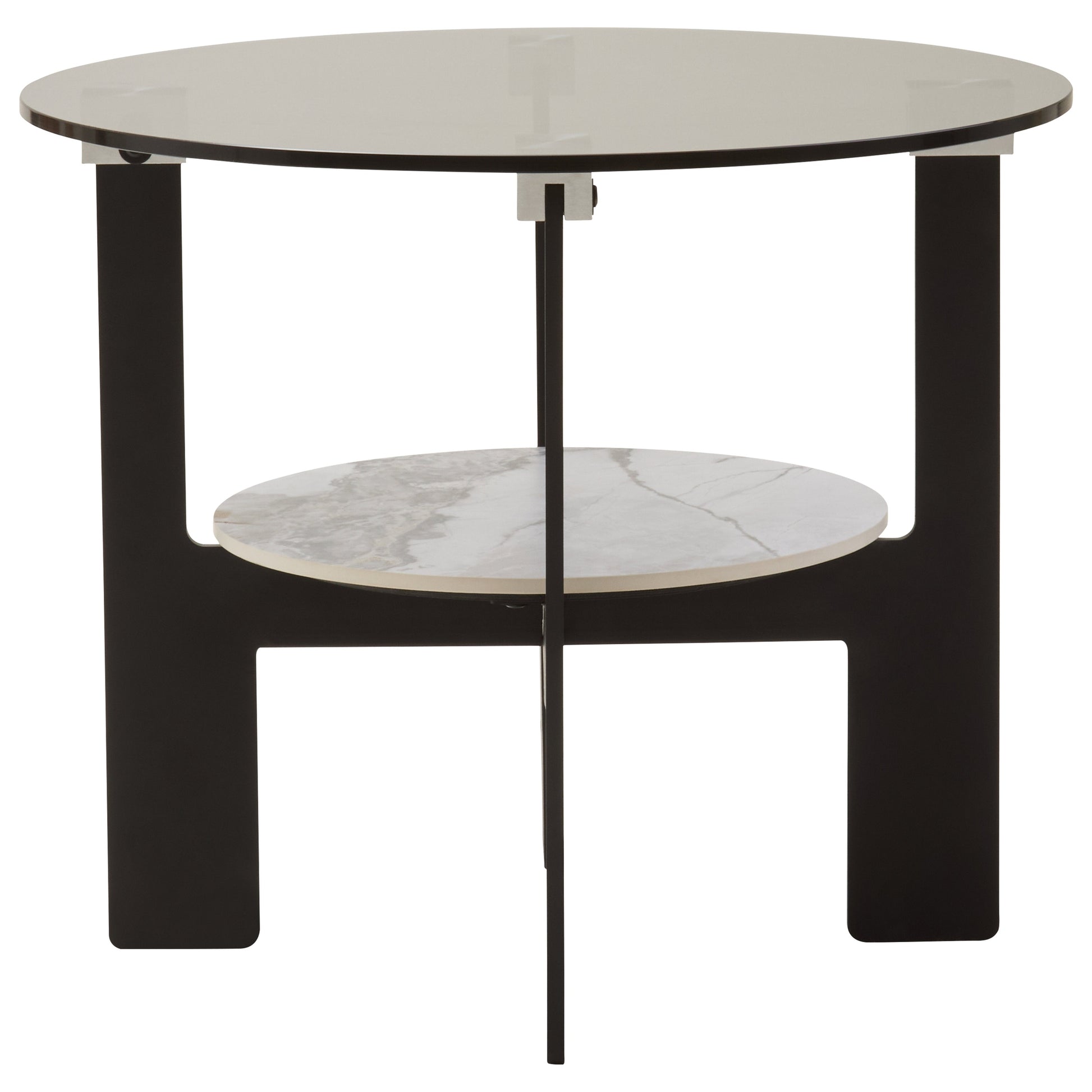 Impero Round Grey Glass And Ceramic Small Coffee Table  Nicholas John Interiors