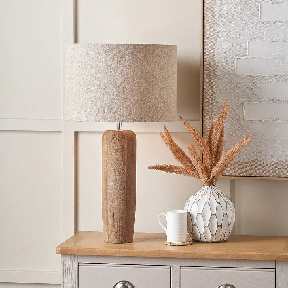 Inaya Natural Tapered Large Wood Table Lamp Base  Nicholas John Interiors