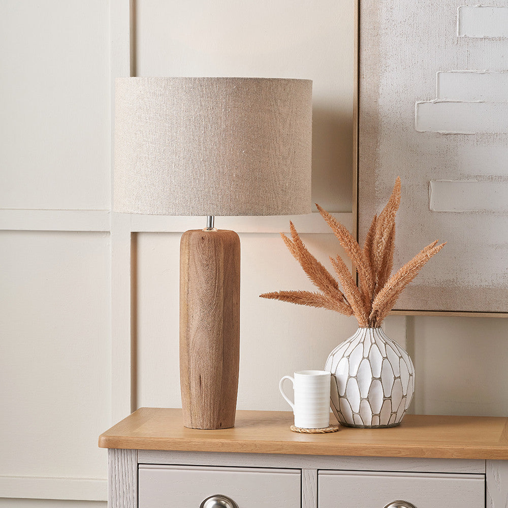Inaya Natural Tapered Large Wood Table Lamp Base  Nicholas John Interiors