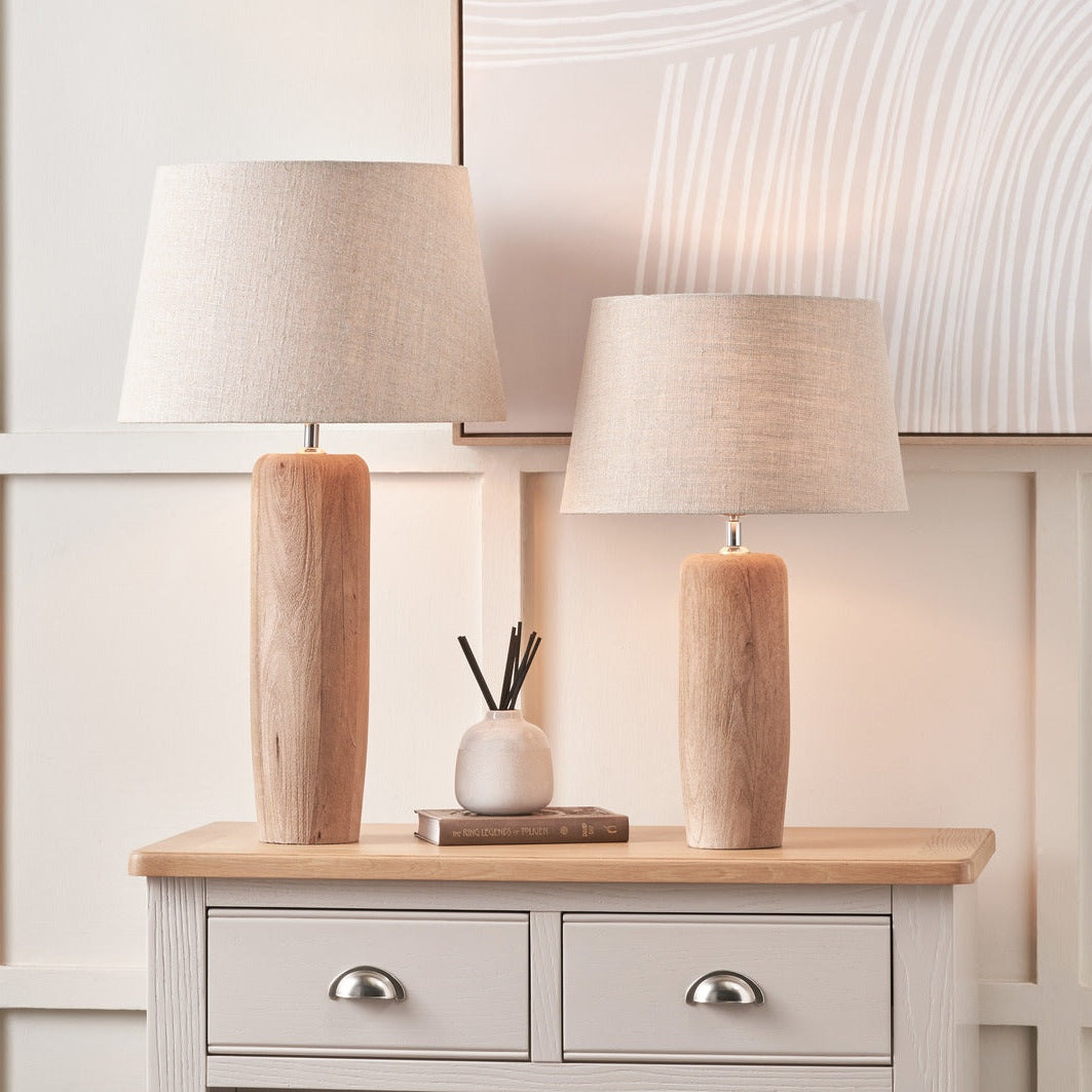 Inaya Natural Tapered Wood Table Lamp Base  Nicholas John Interiors