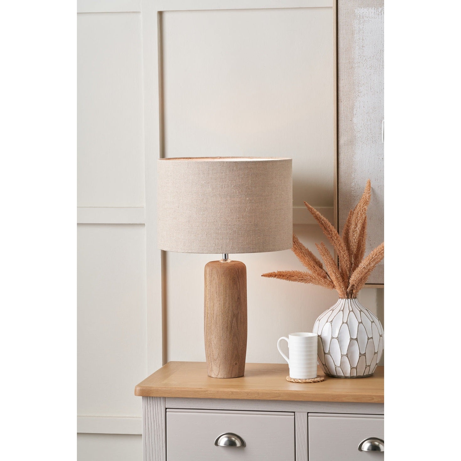 Inaya Natural Tapered Wood Table Lamp Base  Nicholas John Interiors