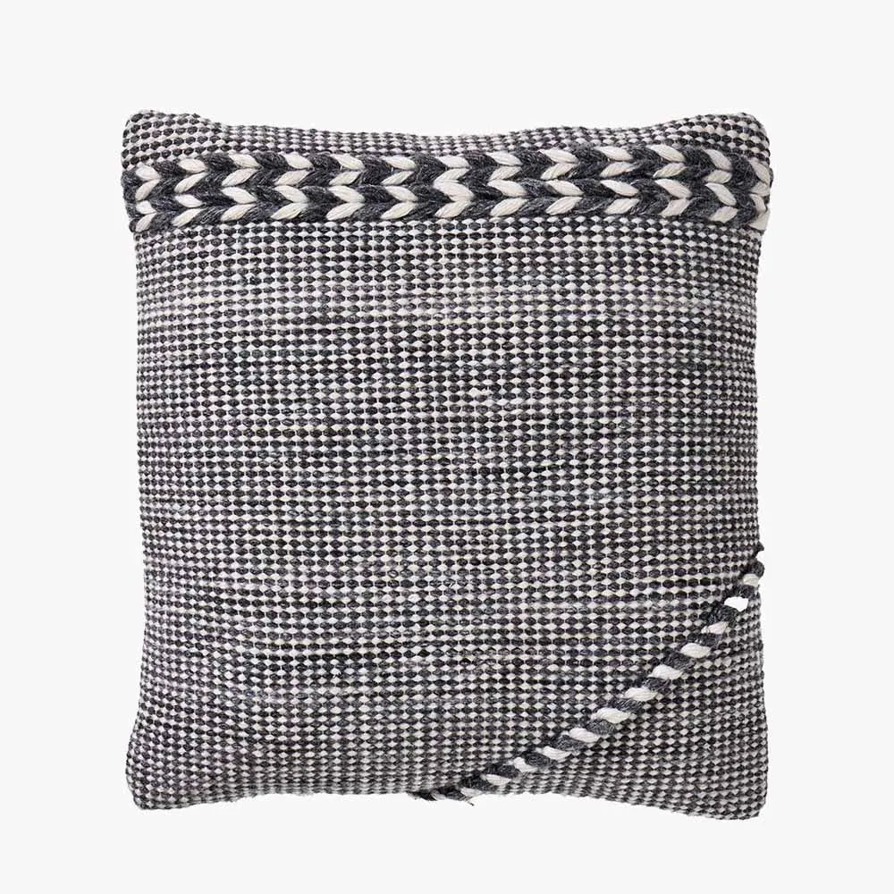 Indoor Outdoor Plaited Stripe Scatter Cushion in Grey & White  Nicholas John Interiors