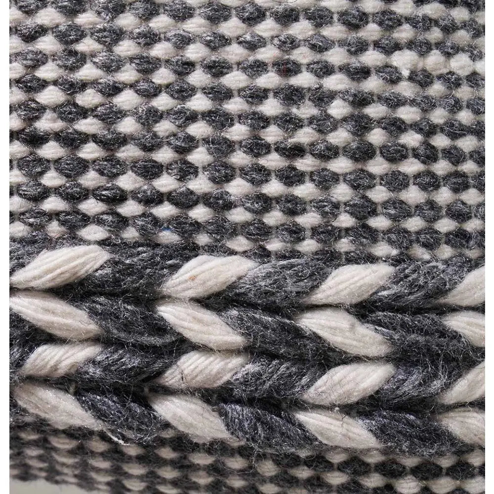 Indoor Outdoor Plaited Stripe Scatter Cushion in Grey & White  Nicholas John Interiors