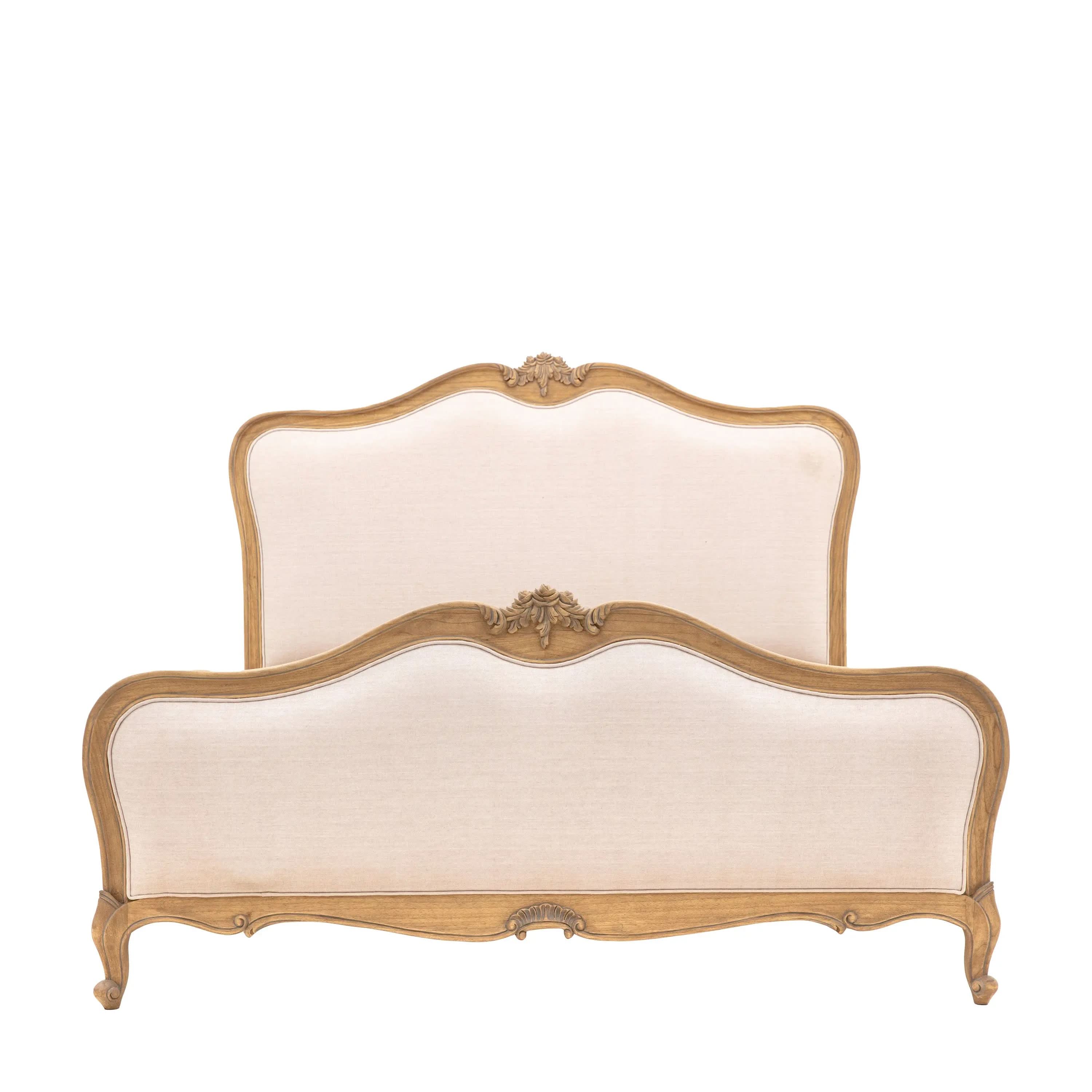 Isadora King Linen Upholstered Bed Weathered   Nicholas John Interiors