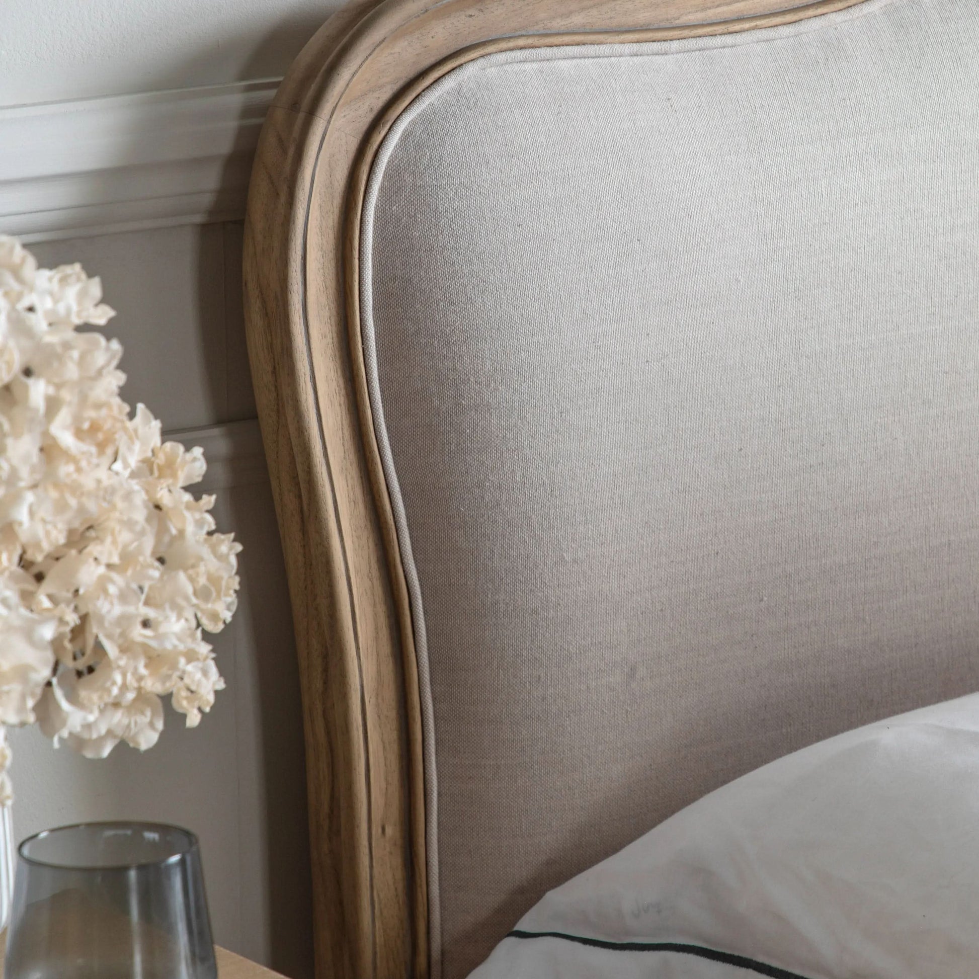Isadora King Linen Upholstered Bed Weathered   Nicholas John Interiors