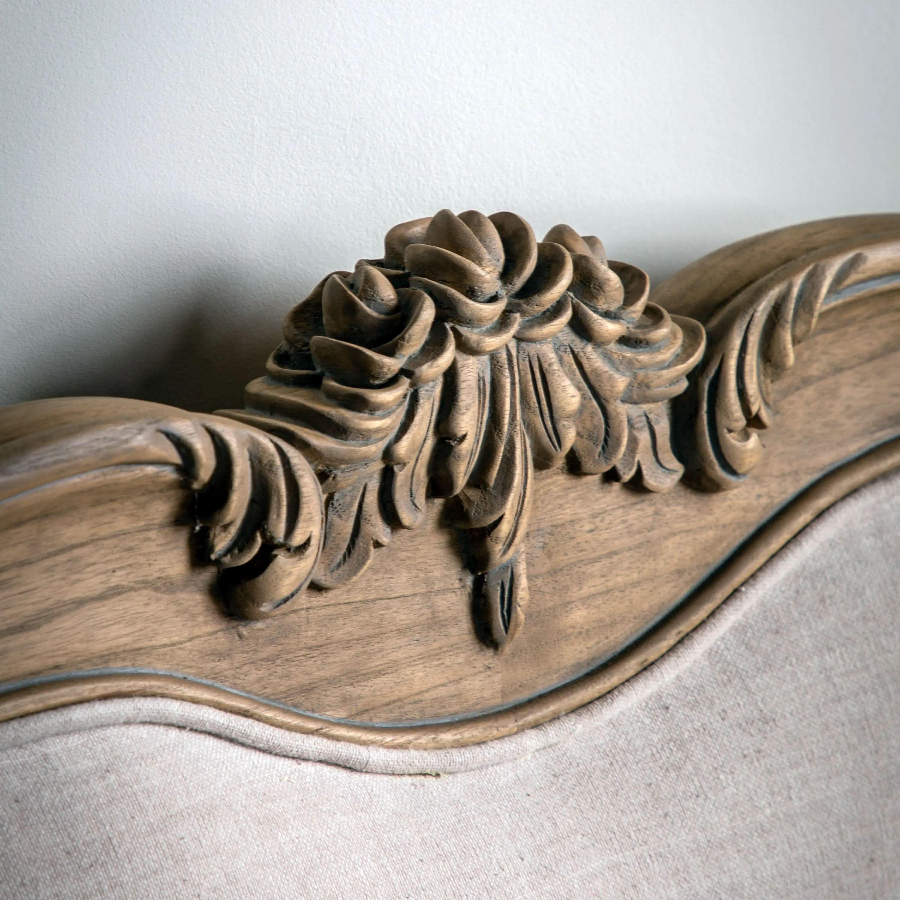 Isadora King Linen Upholstered Bed Weathered   Nicholas John Interiors