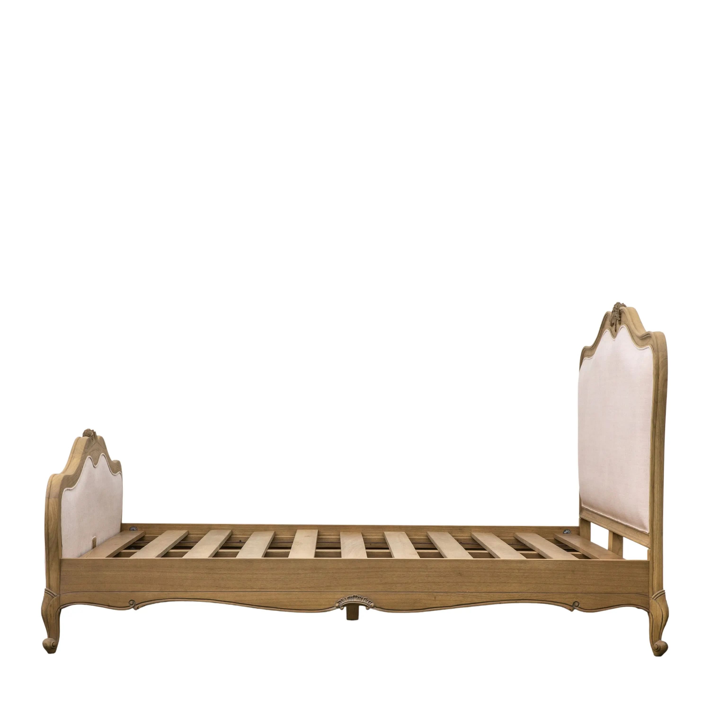 Isadora King Linen Upholstered Bed Weathered   Nicholas John Interiors
