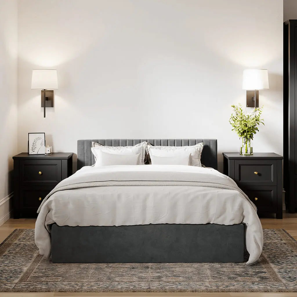 Ives Black Bedside Cabinet   Nicholas John Interiors