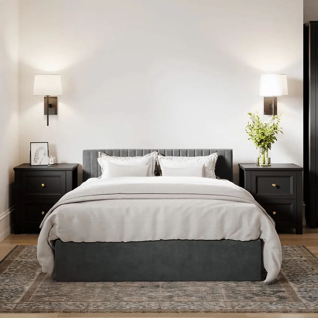 Ives Black Bedside Cabinet   Nicholas John Interiors