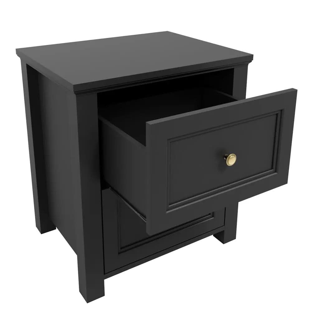 Ives Black Bedside Cabinet   Nicholas John Interiors