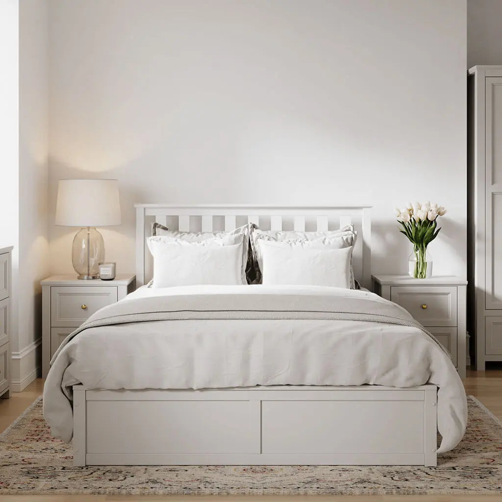 Ives White Bedside Cabinet   Nicholas John Interiors