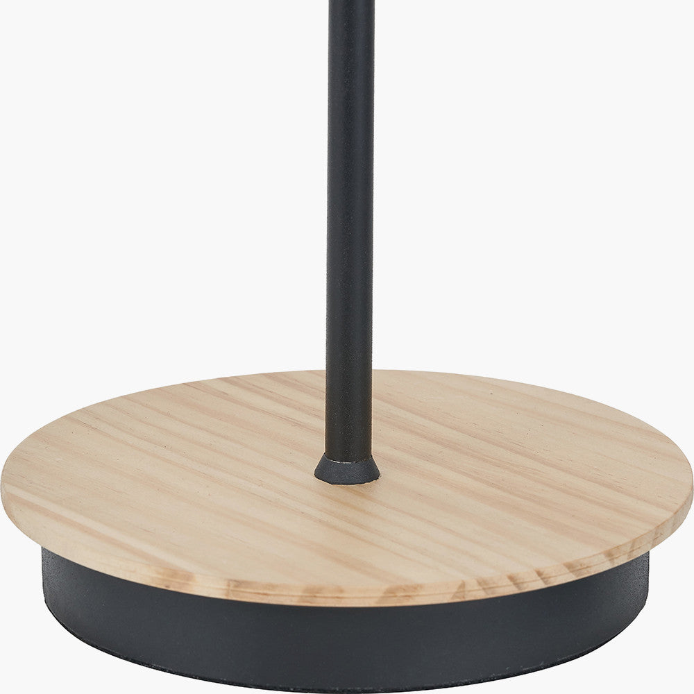 Juna Black Metal and Natural Wood Table Lamp  Nicholas John Interiors
