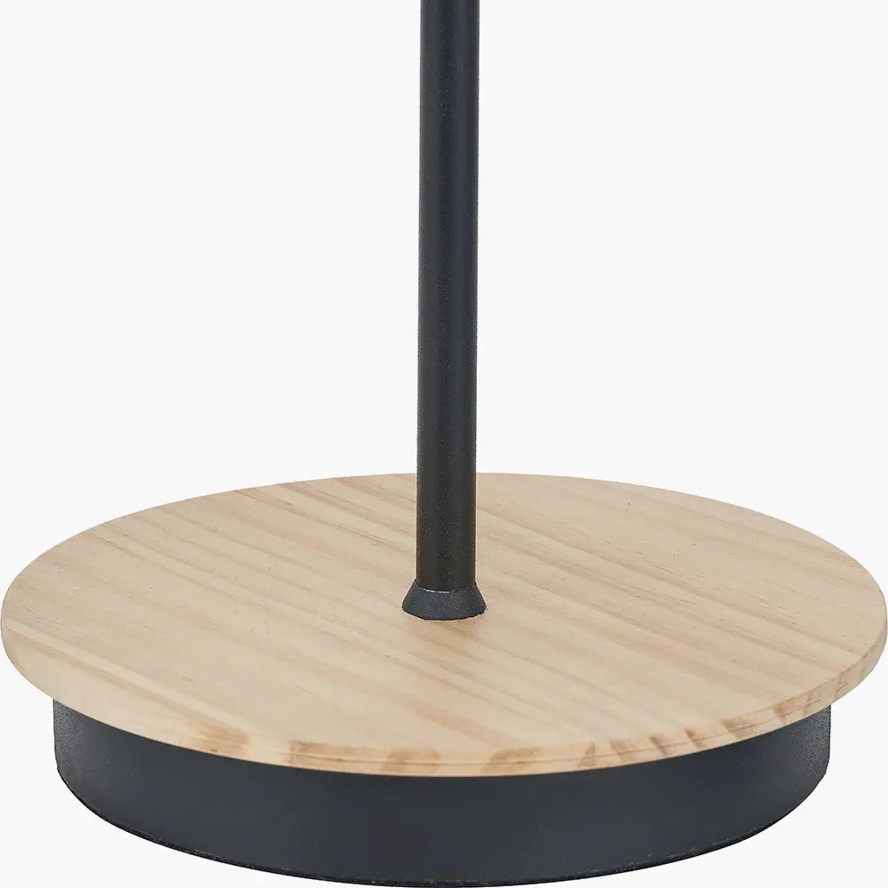 Juna Black Metal and Natural Wood Table Lamp  Nicholas John Interiors